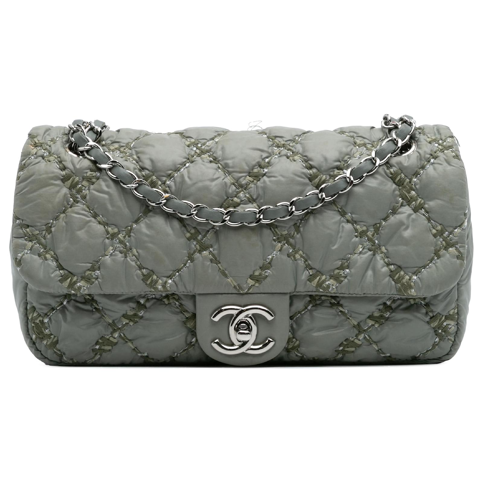 CHANEL グレー レース 刺繍 ノースリーブ 38 Chanel Metallic Grey Quilted Calfskin Small XXL Airline Travel