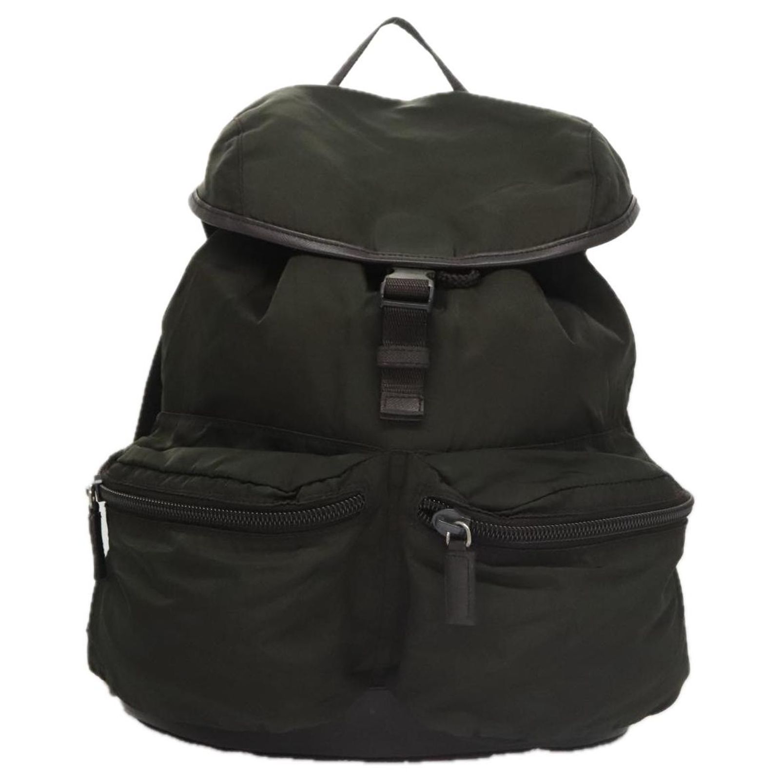 Prada Double Front Pocket Backpack Tessuto Khaki Nylon Backpack Prada Double Front Pocket Backpack Tessuto Khaki Nylon  main image 3