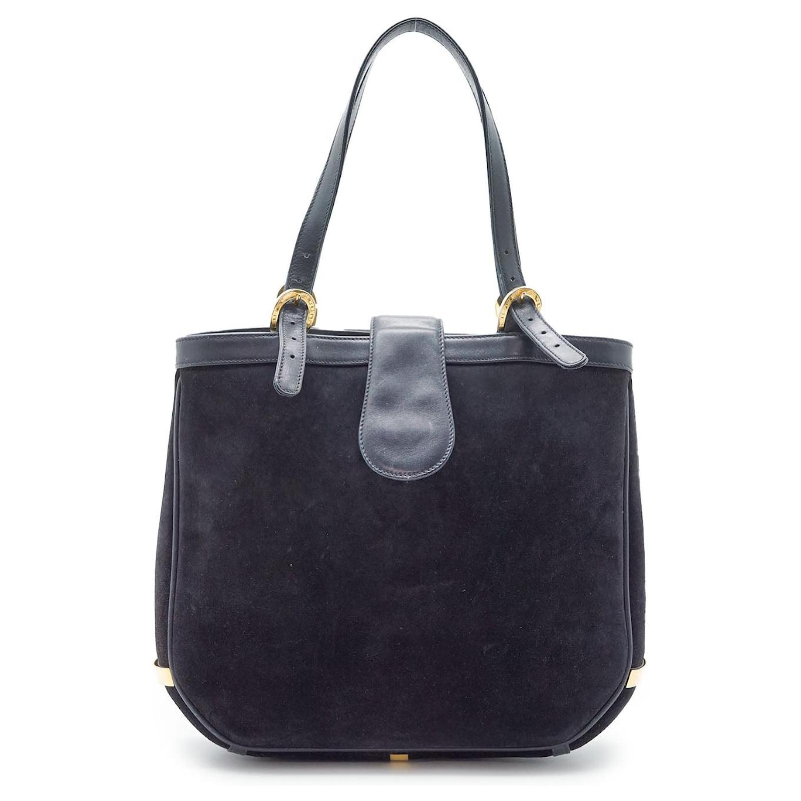 Gucci Sac à main en daim avec détail fer à cheval vintage Cuir