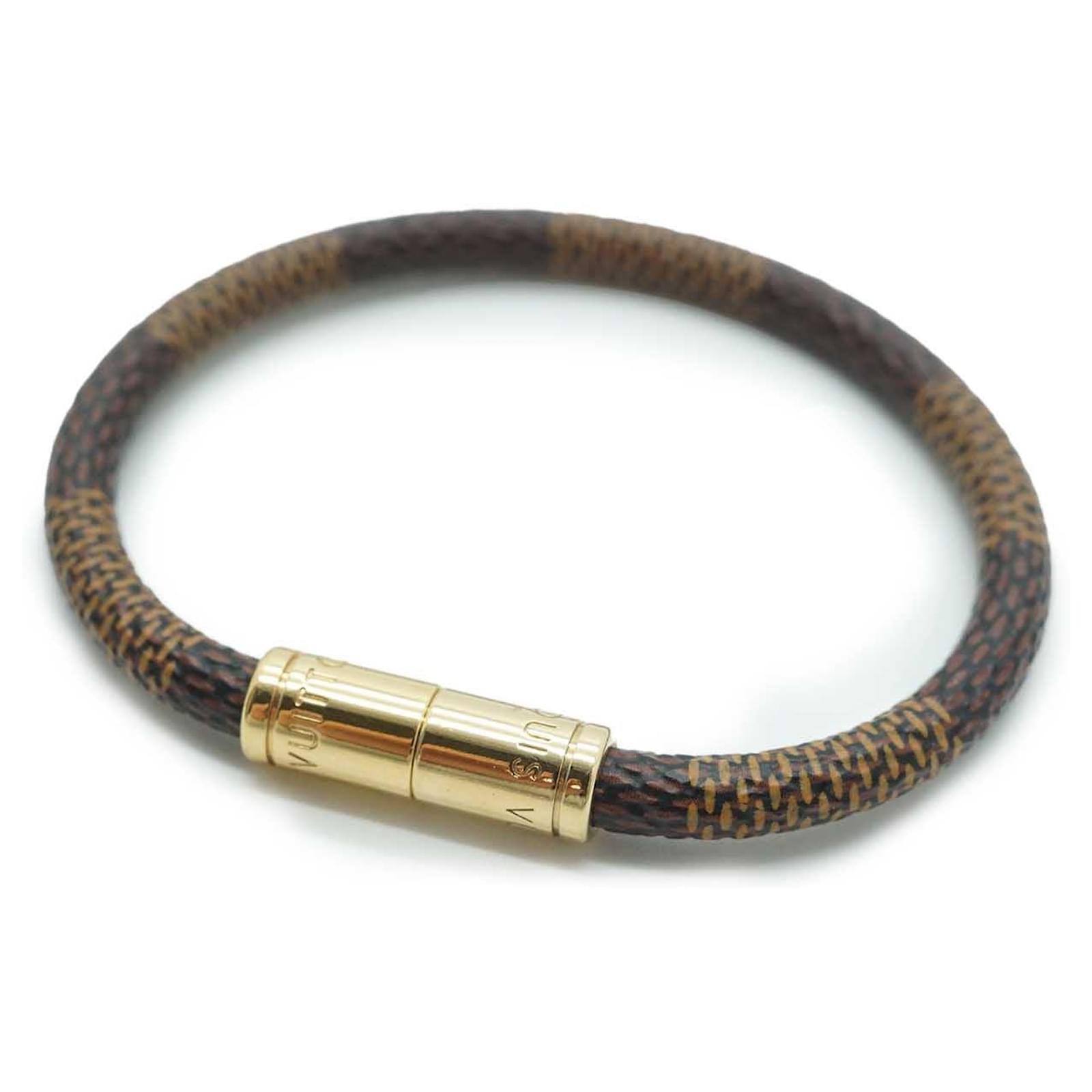 【早い者勝ち】LOUISVUITTON bracelet Louis Vuitton Damier Ebene Keep It Bracelet 17 Brown Leather ref