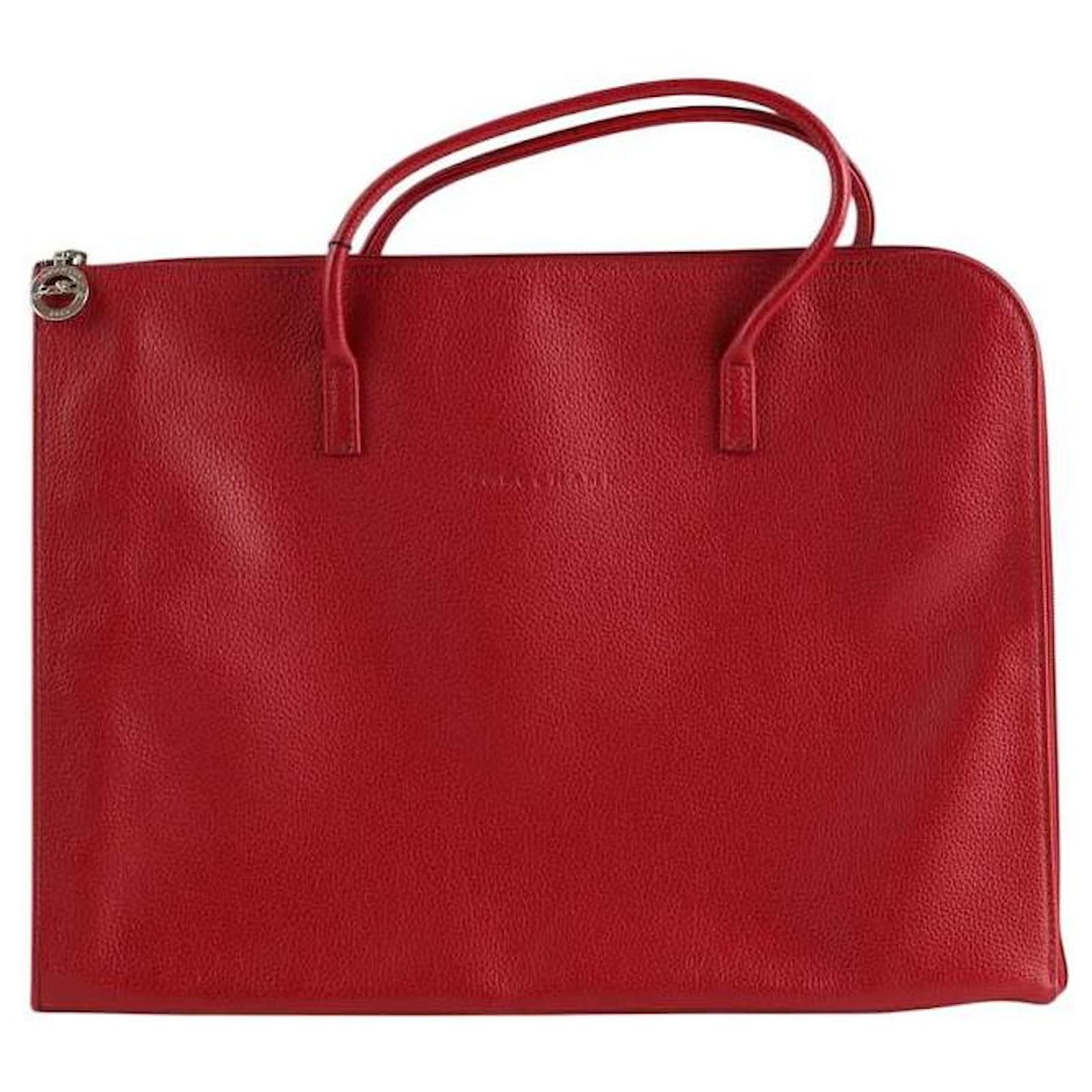Longchamp Bordeauxfarbene Leder-Schultertasche Joli