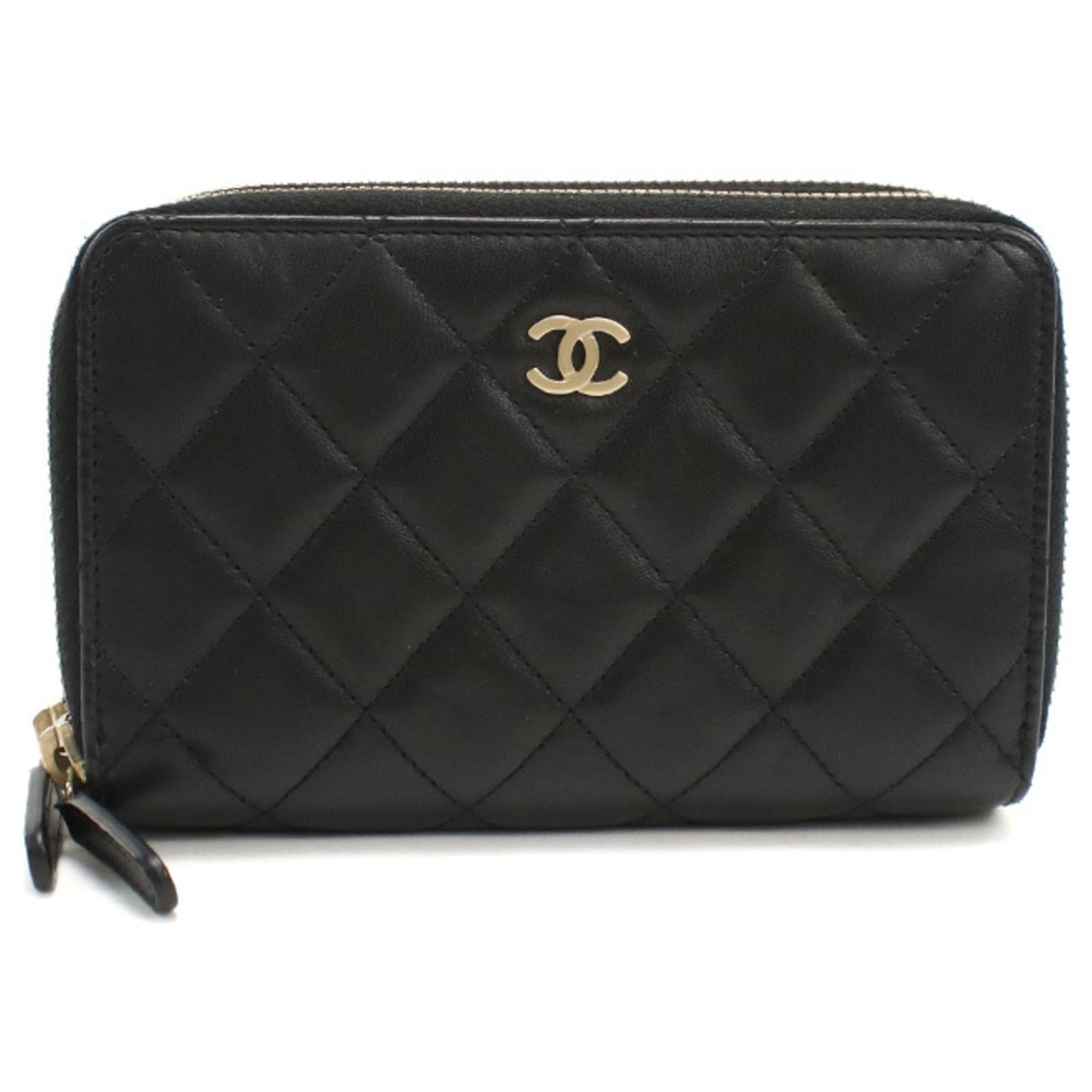 Chanel Black Lambskin Bi-Fold Wallet Leather ref.JC2542809 (Sold