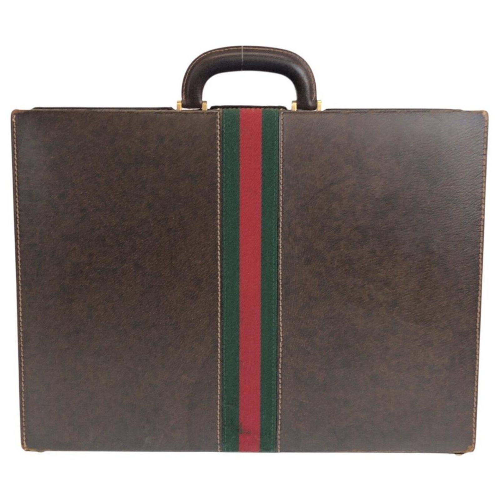 Gucci Vintage Leather Business Briefcase Brown Pony-style calfskin