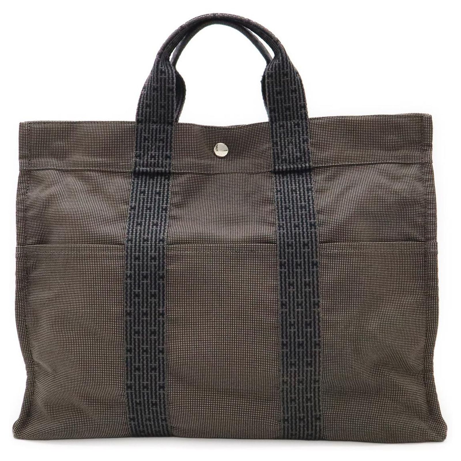 Herm s Hermes Canvas Herline Tote MM Bag Grey Cloth Ref 2543218 Joli Herm s Hermes Canvas Herline Tote MM Bag Grey Cloth Ref 2543218 Joli
