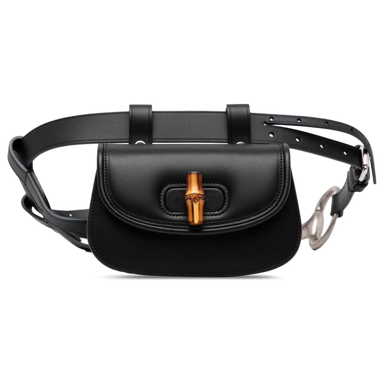 Gucci Black Mini Leather Bamboo 1947 Belt Bag Pony-style  display picture 3
