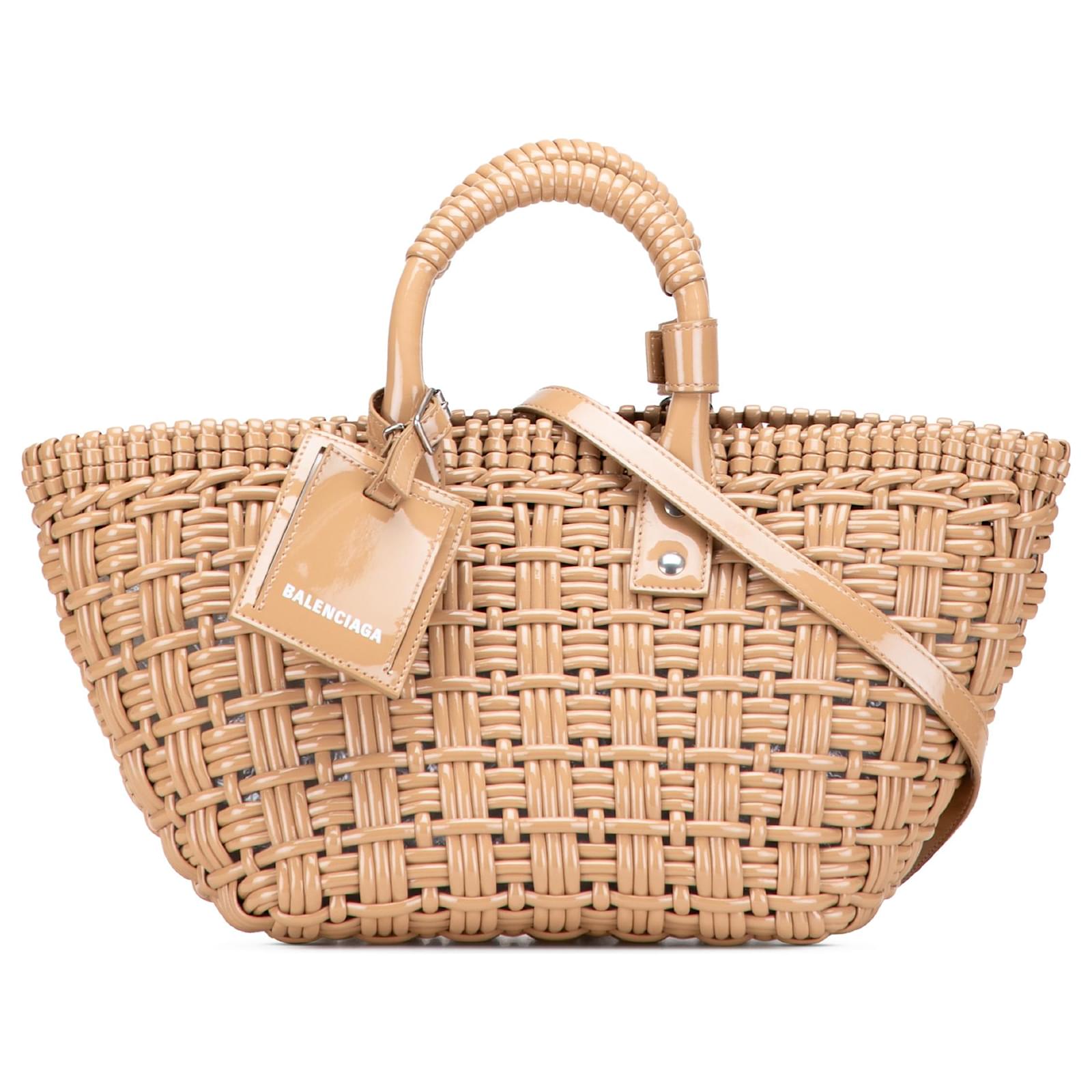 Balenciaga Brown Faux Leather Bistro Panier XS Beige Cloth ref