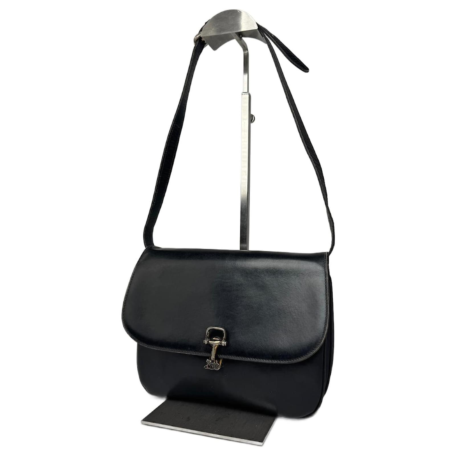Céline Vintage Celine Triomphe 2Way Leather Bag Black