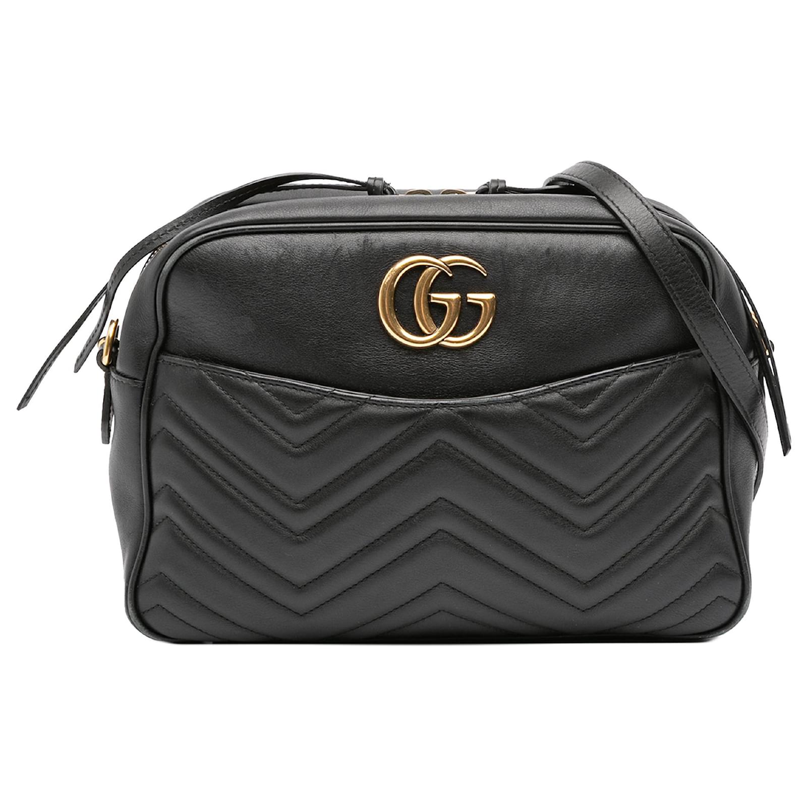 Gucci Bandolera de cuero acolchado negro GG Marmont Becerro ref