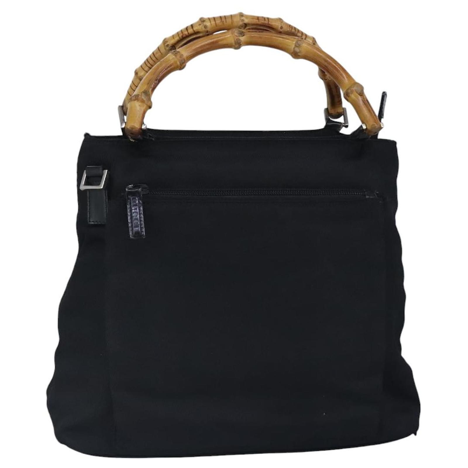 バッグ clowGUCCI Gucci Bamboo Zip Pouch Nylon & Leather Black ref.JC2546786 (Sold