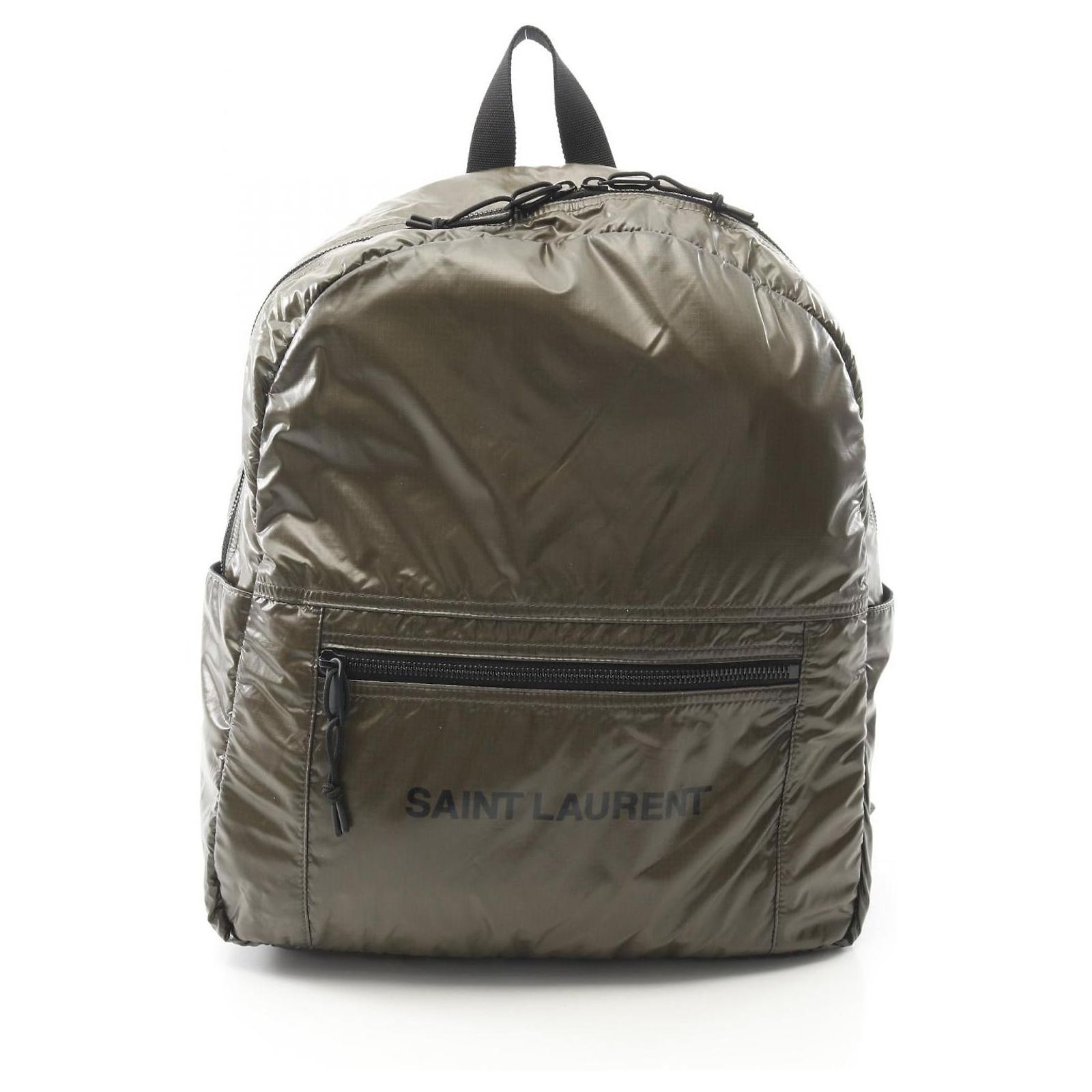 Saint Laurent Nux Backpack, Nylon, Women\'s, Khaki, 623698 Yves Saint Laurent Saint Laurent Nux Nylon Backpack Green  main image 2