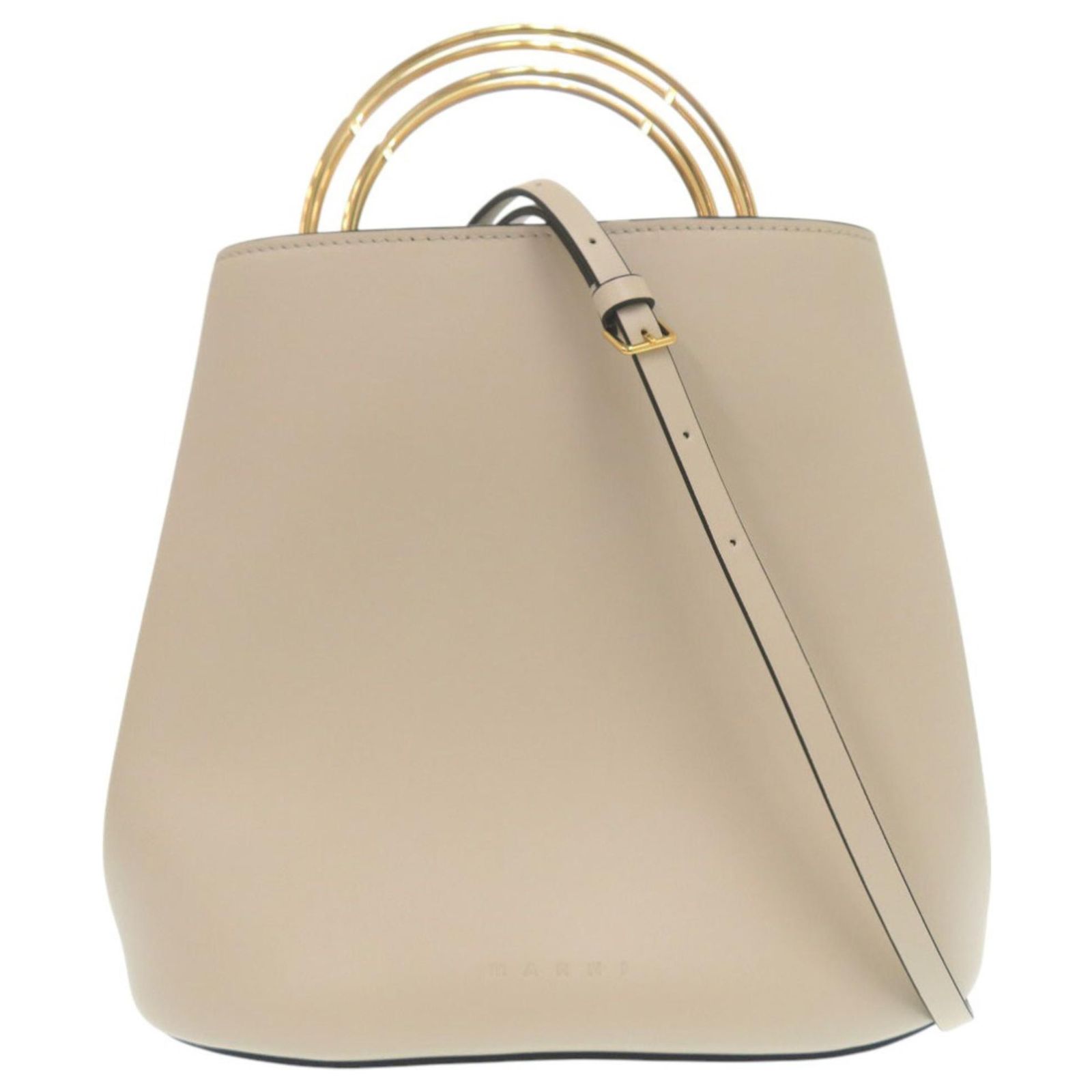 Marni Pannier 2-Way Handbag/Shoulder Bag Beige Leather ref.2547565 