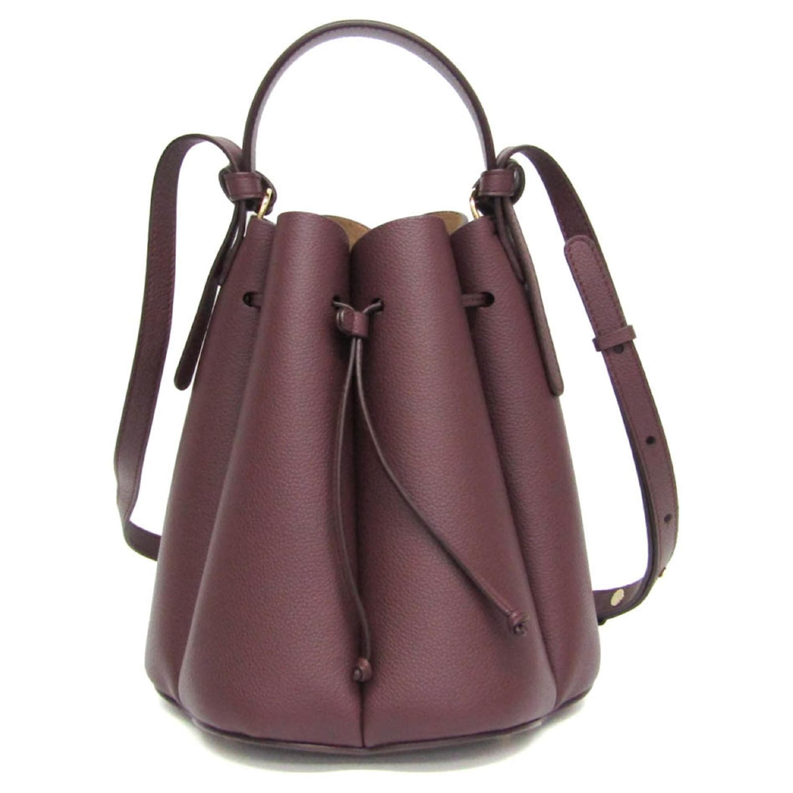 POLÈNE Numéro Huit Canelé Sac Cuir Marron Bordeaux