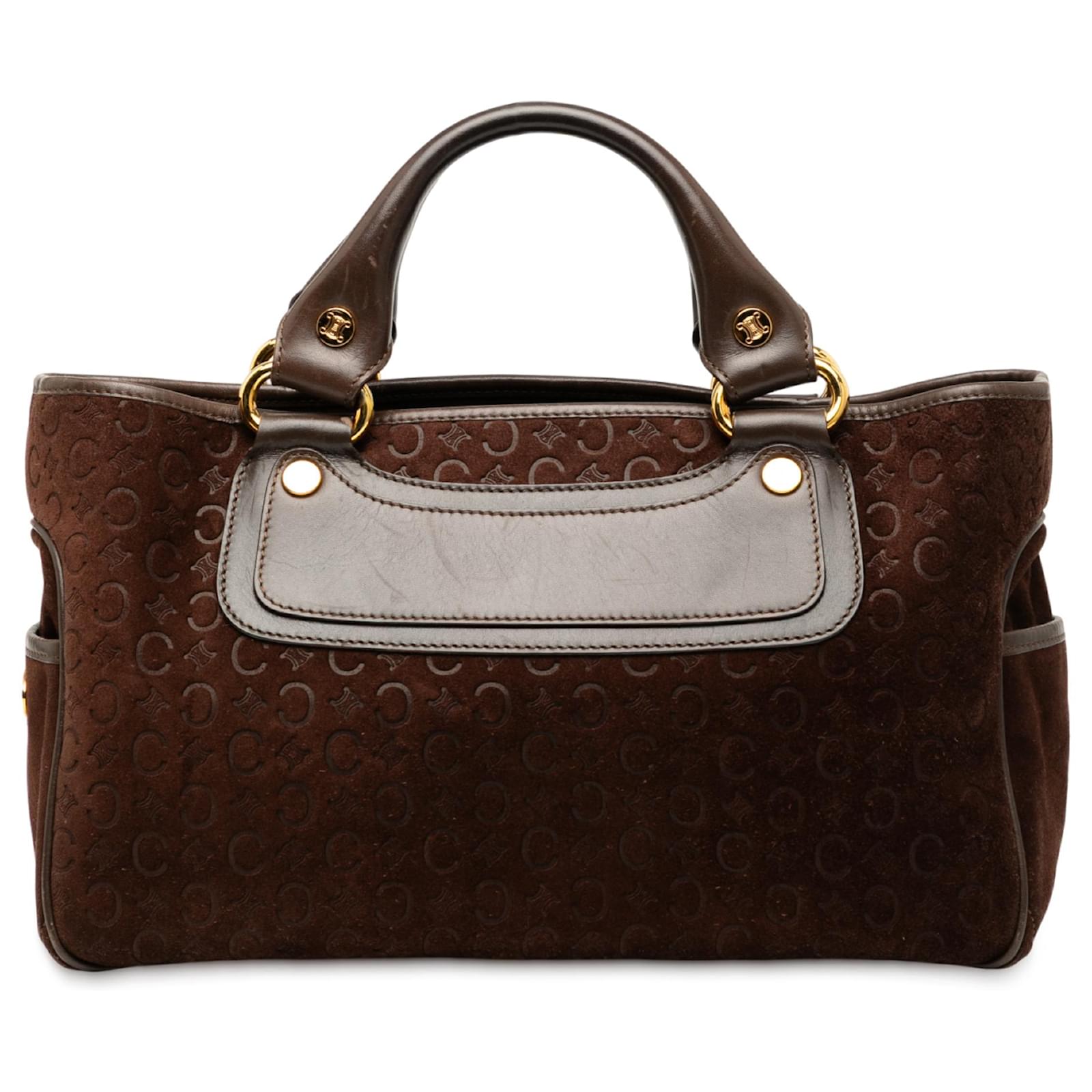 Céline Celine Brown C Macadam Suede Boogie Handbag Dark brown