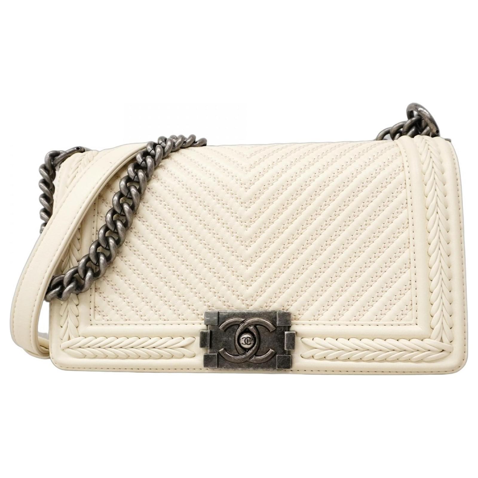 Chanel Boy Shoulder Bag in Ivory Cream Leather Joli