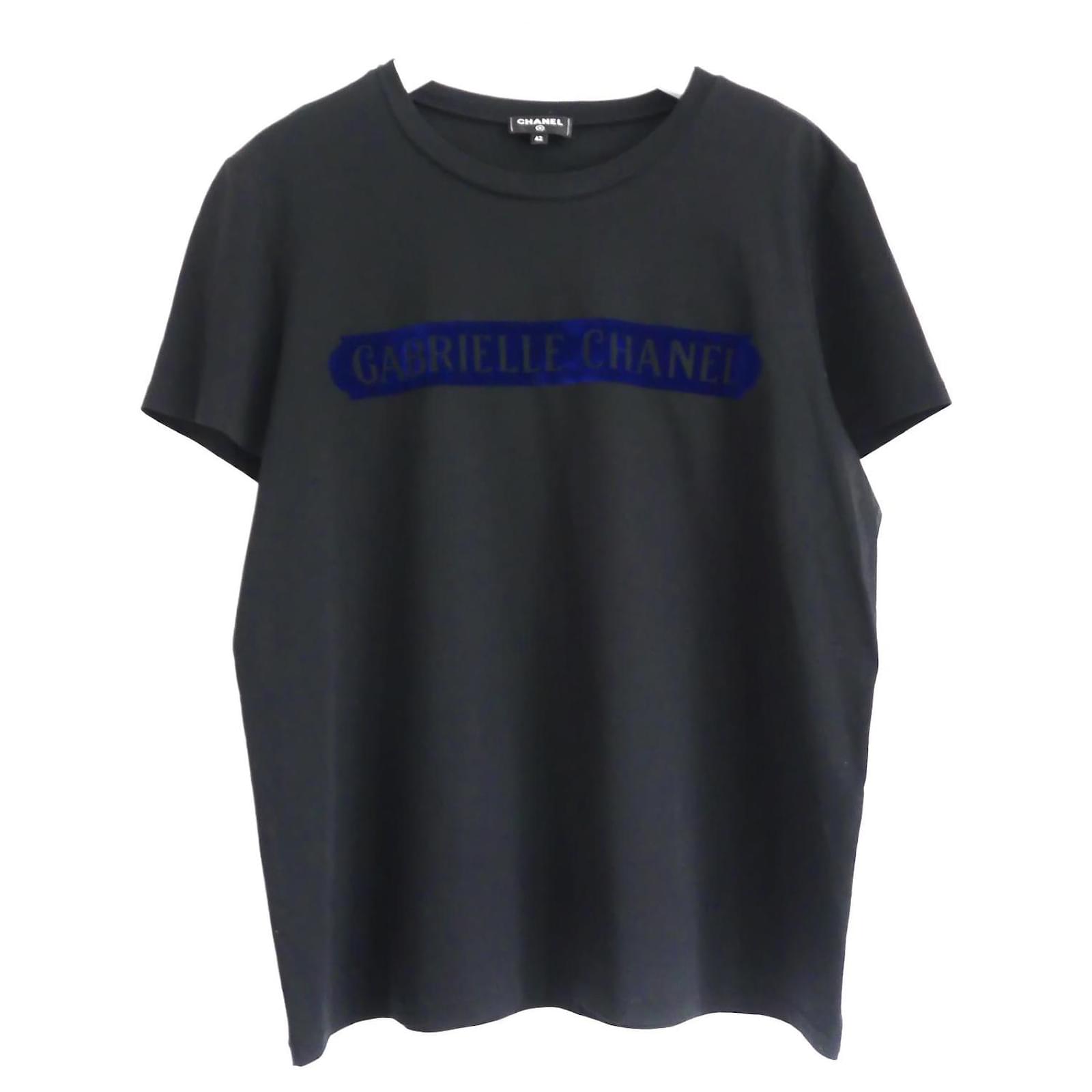CHANEL GABRIELLE CHANEL Tシャツ 40 Chanel Gabrielle Flocked Logo T-Shirt Black Cotton ref.2549027