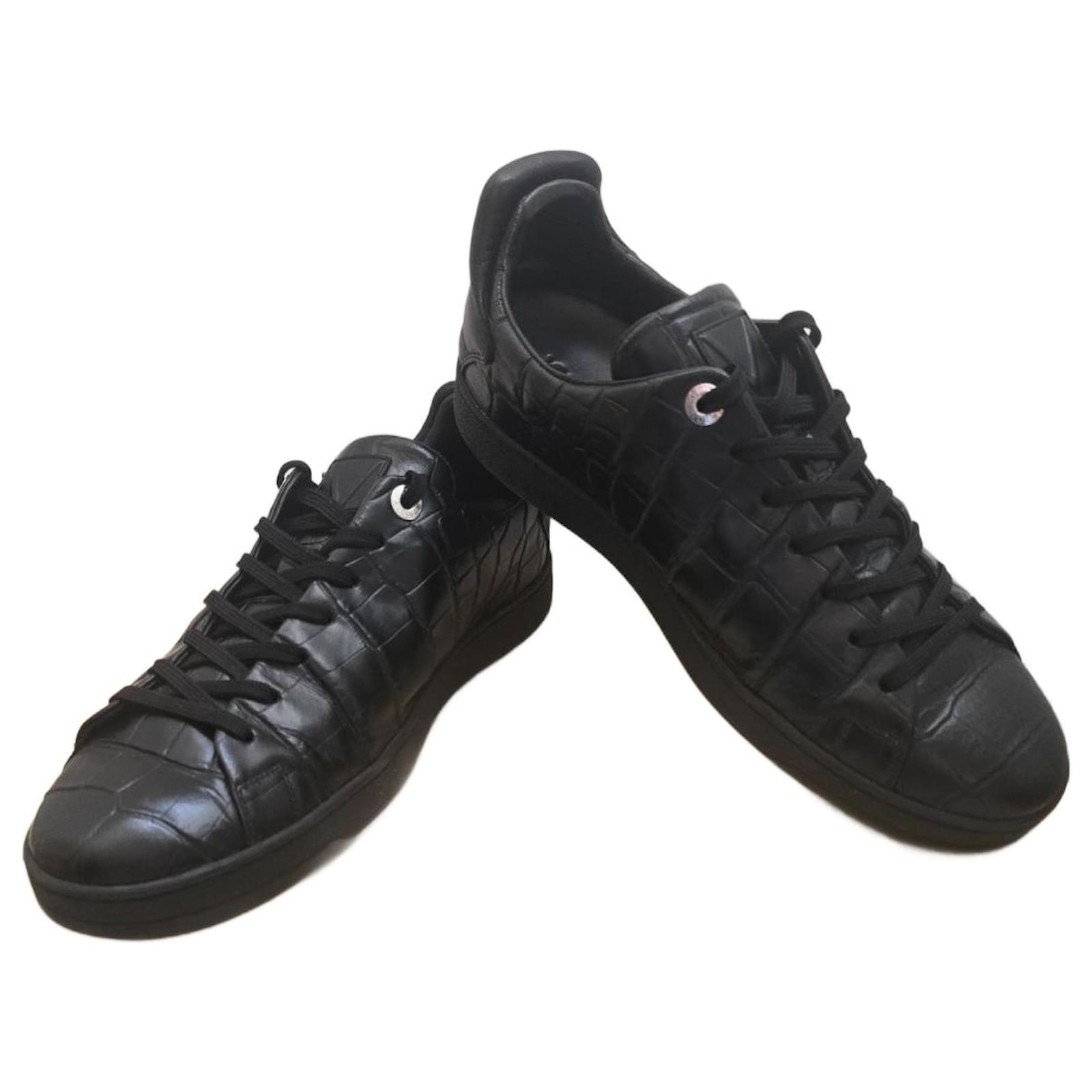 Zapatilla Louis Vuitton Frontrow Cuero Crocodilo Negro Cueros