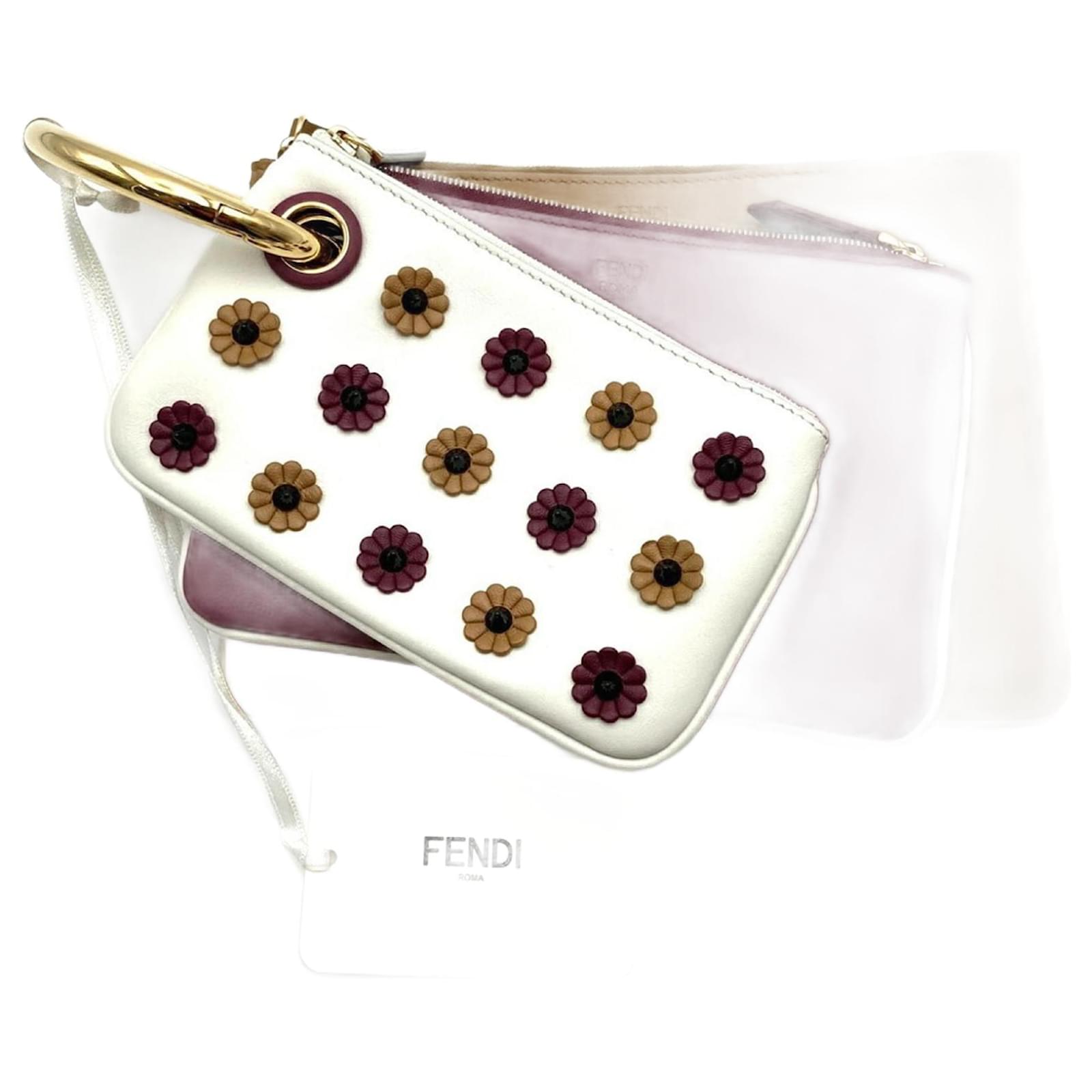 Pochette Clutch FENDI Triplet 8BS001A1FS Marrone Bianco Rosso