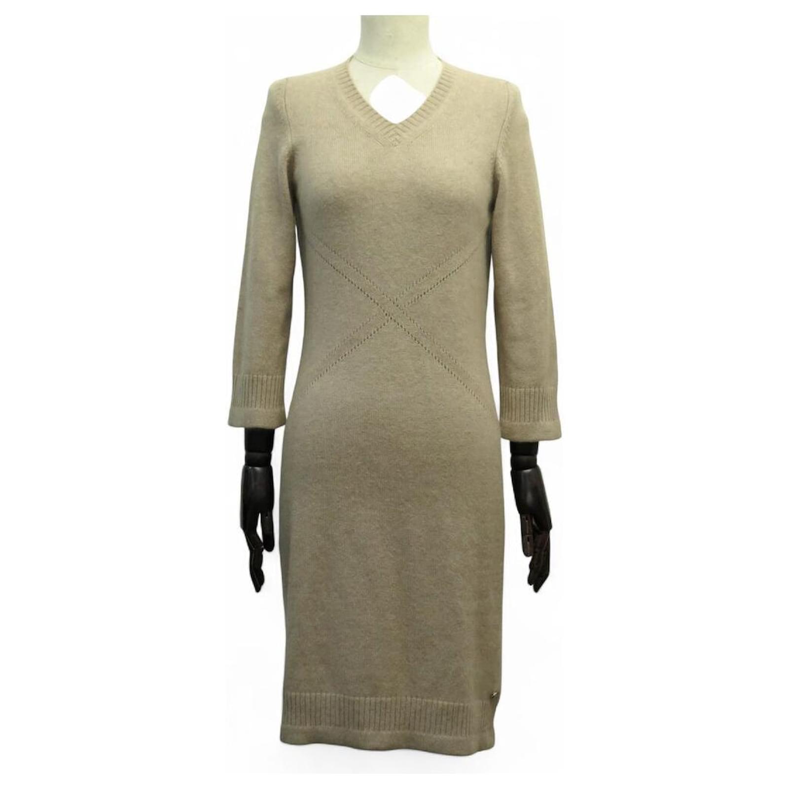 chanel beige dress Chanel Neutral Beige Black Yellow Wool Dress 2 PC sz 4 l Michael's Luxury  Consignment – Michael's Consignment NYC main image 1