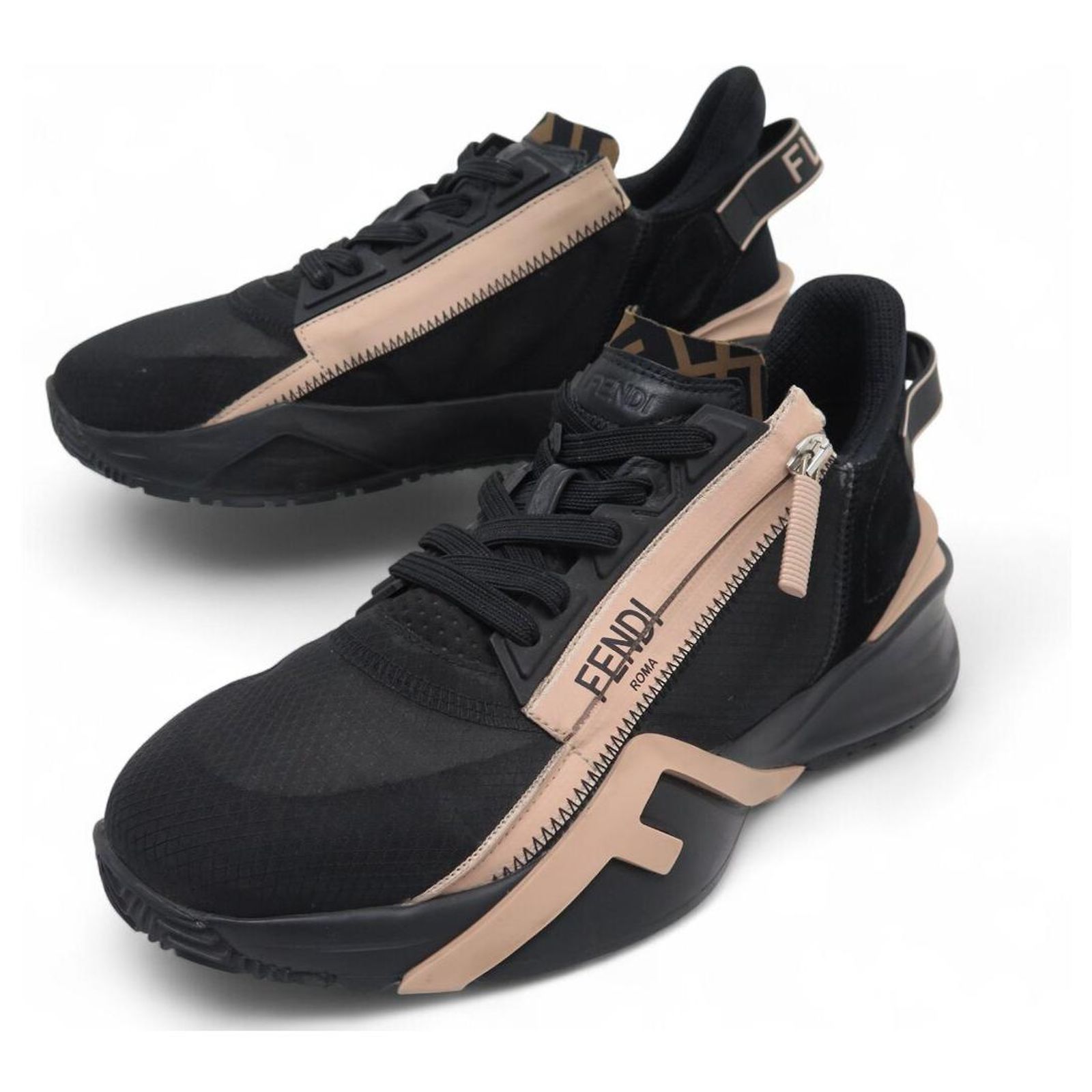 NEW FENDI FLOW 8E8035A SNEAKERS 39 IT 40 FR SUEDE Leather ref 