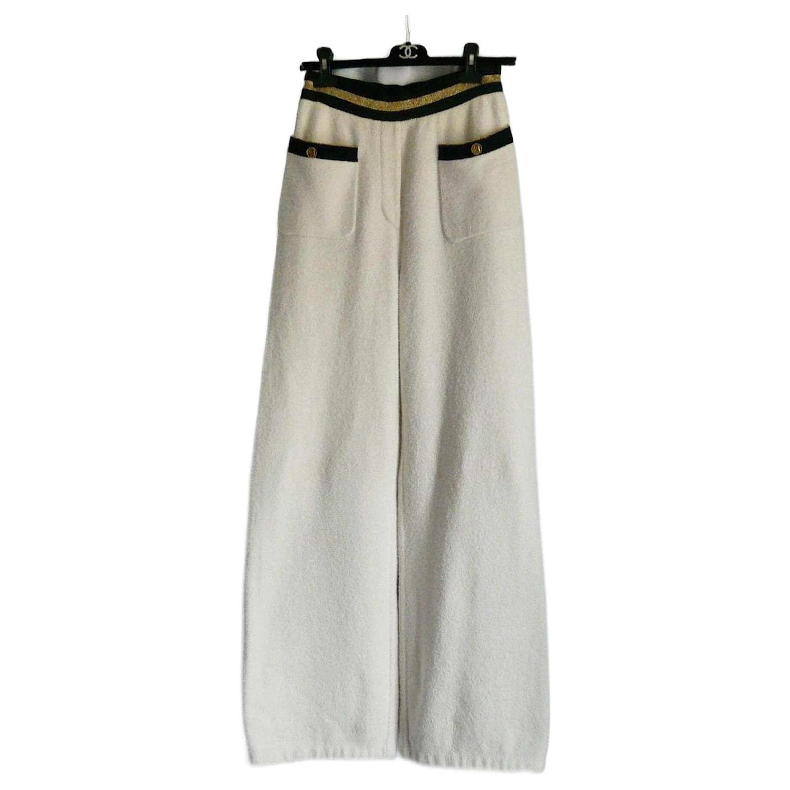 CHANEL White Cotton Terry Pants Size 36 ref.2552887 - Joli Closet
