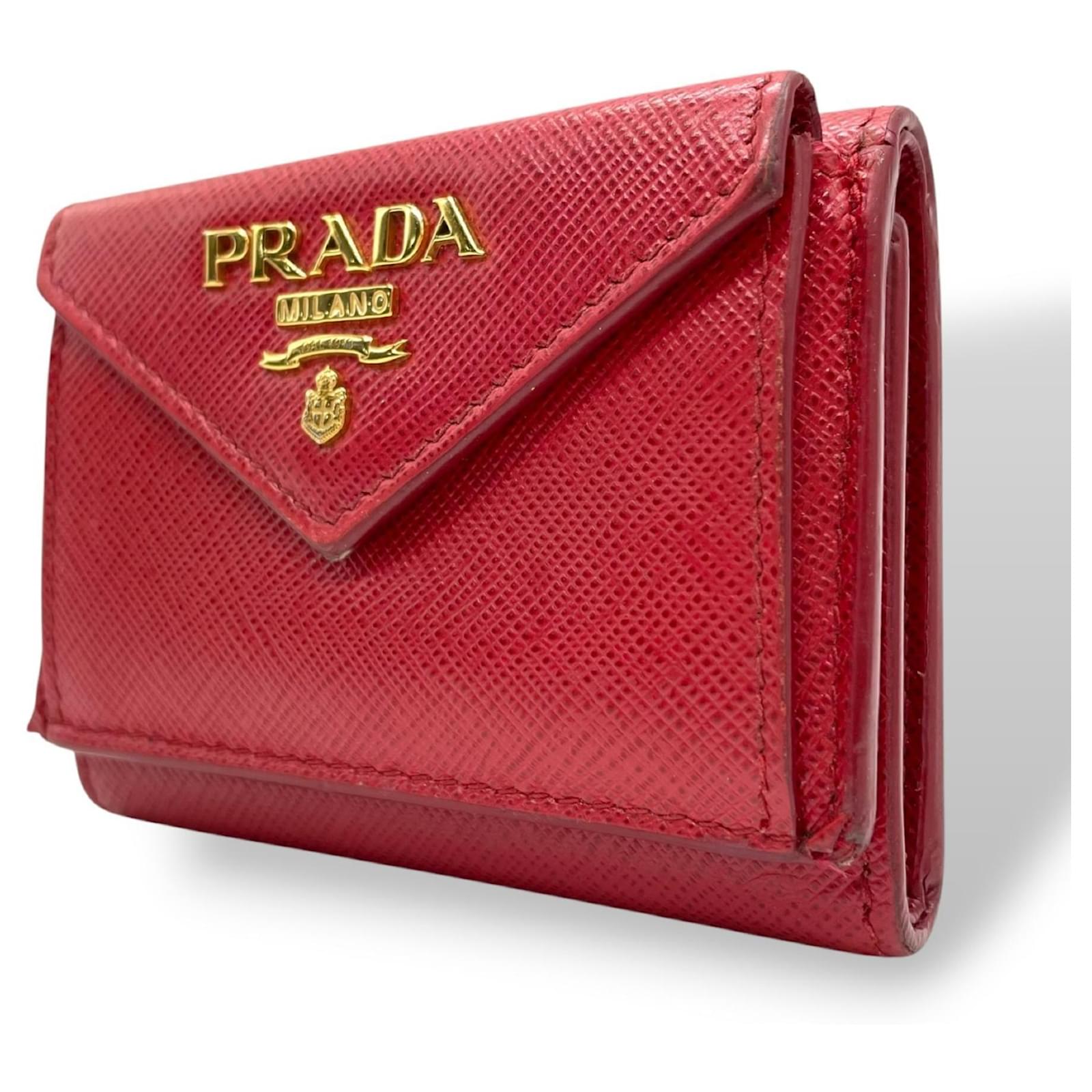 Trifold Wallet Prada Wallet Mini Prada Saffiano Leather Tri-Fold
