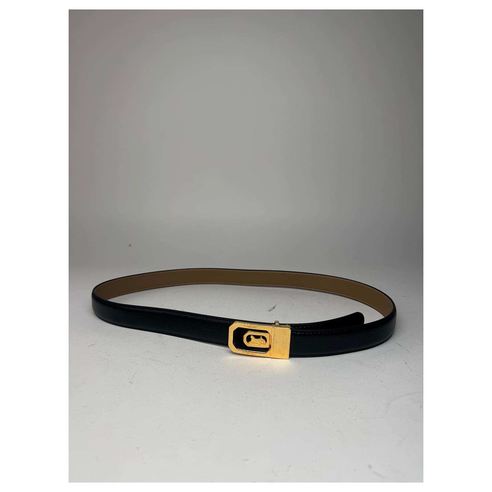 Céline Vintage Celine Paris Carriage Logo Leather Belt Black ref