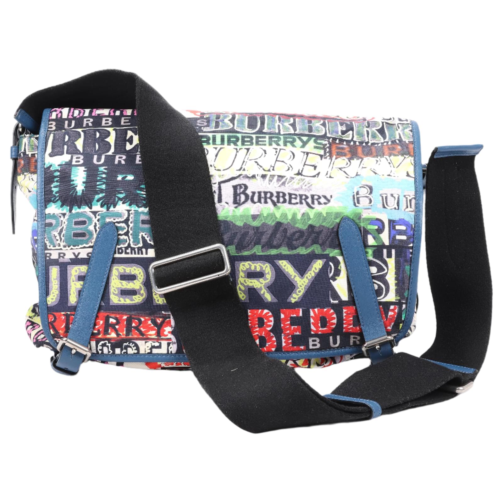 Burberry Graffiti Logo Printed Messenger Bag Multicolor Navy blue