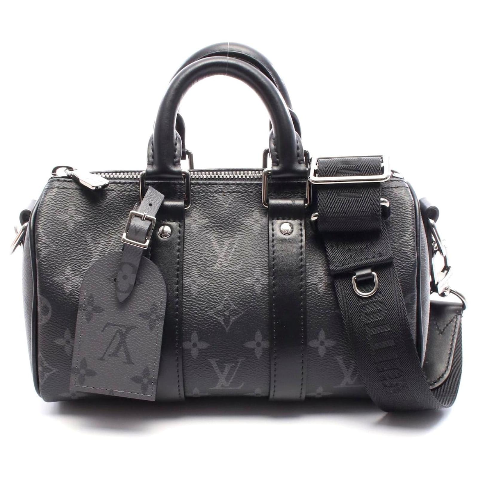 Louis Vuitton Keepall Bandoulière 25 Handtasche Schwarz Leinwand