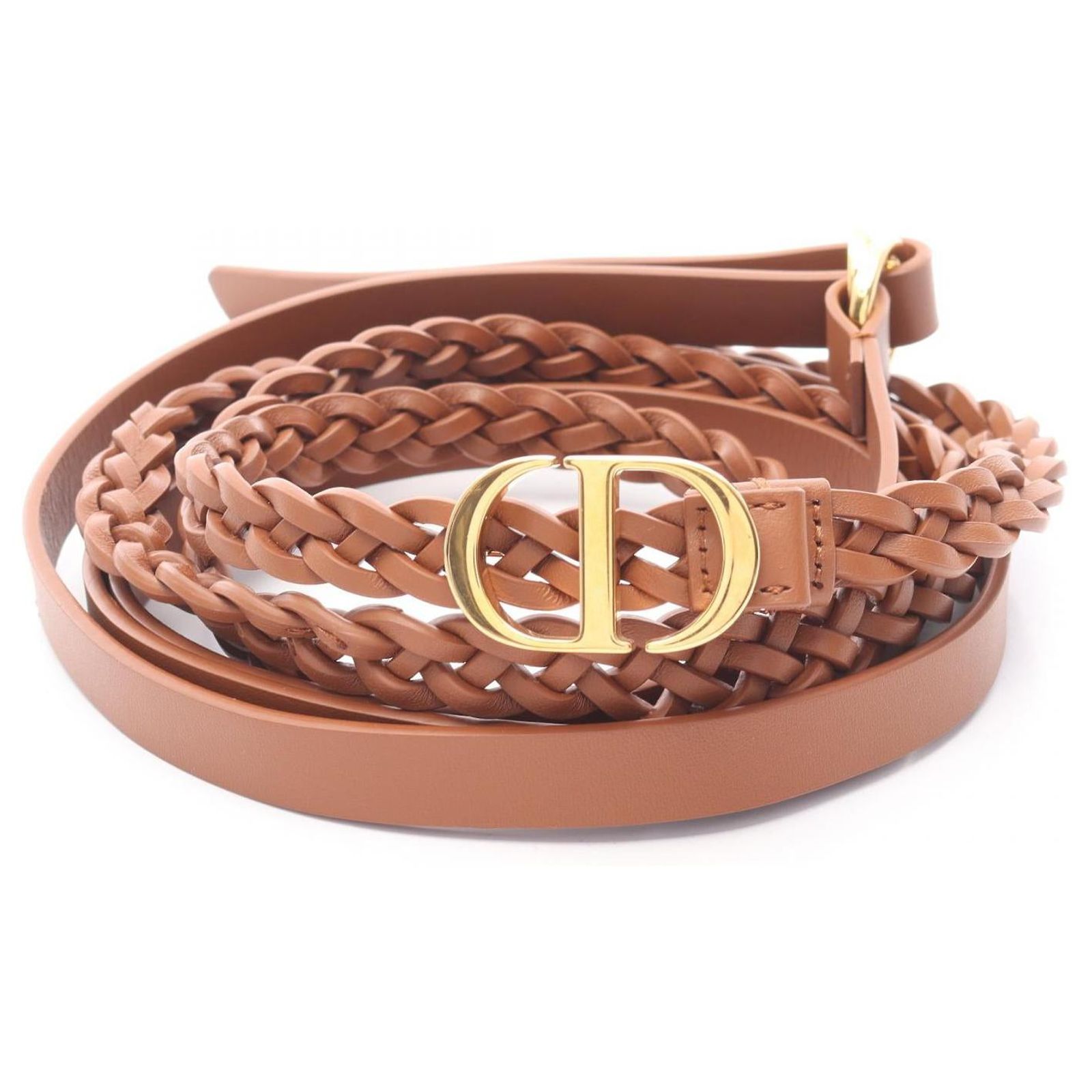 Dior Tan Leather Belt with Gold Buckle Dior White/Old Rose Leather D Fence Reversible Waist Belt  main image 2