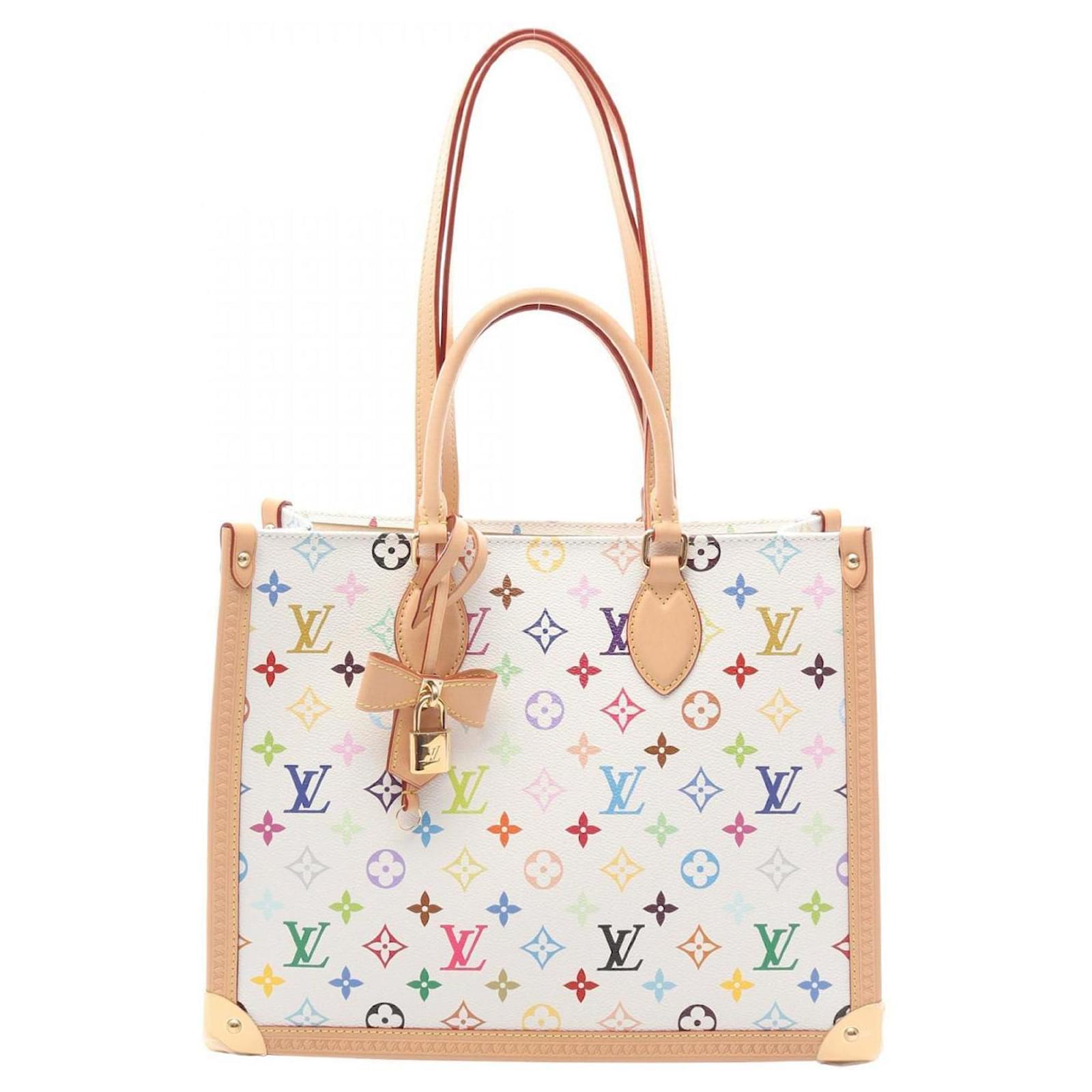 Louis Vuitton x Takashi Murakami On the Go Trunk MM Tote Bag White