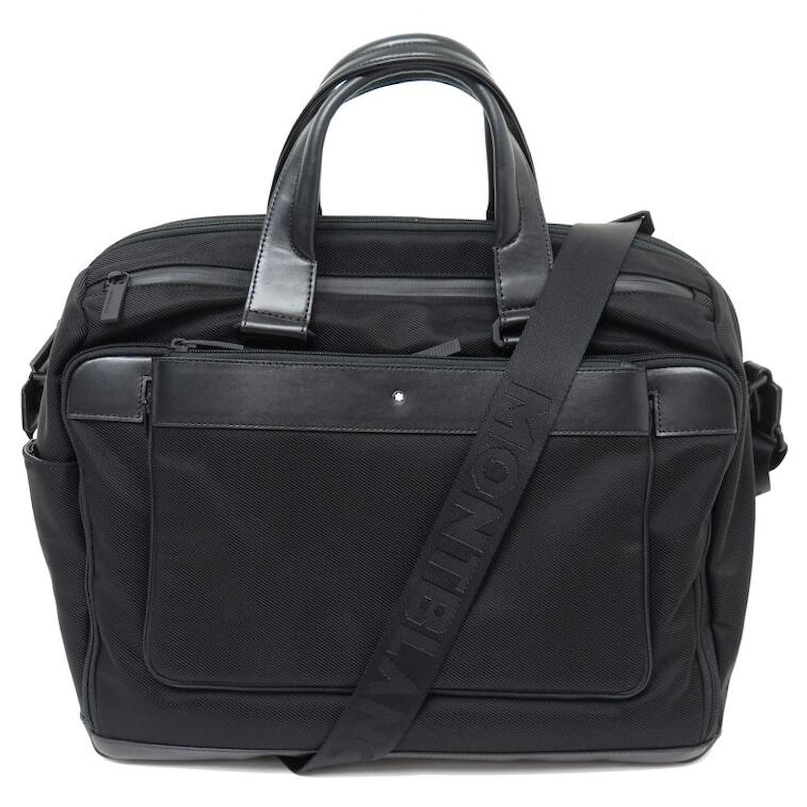 NEW MONTBLANC NIGHTFLIGHT 118260 SHOULDER TRAVEL BAG Black Leather