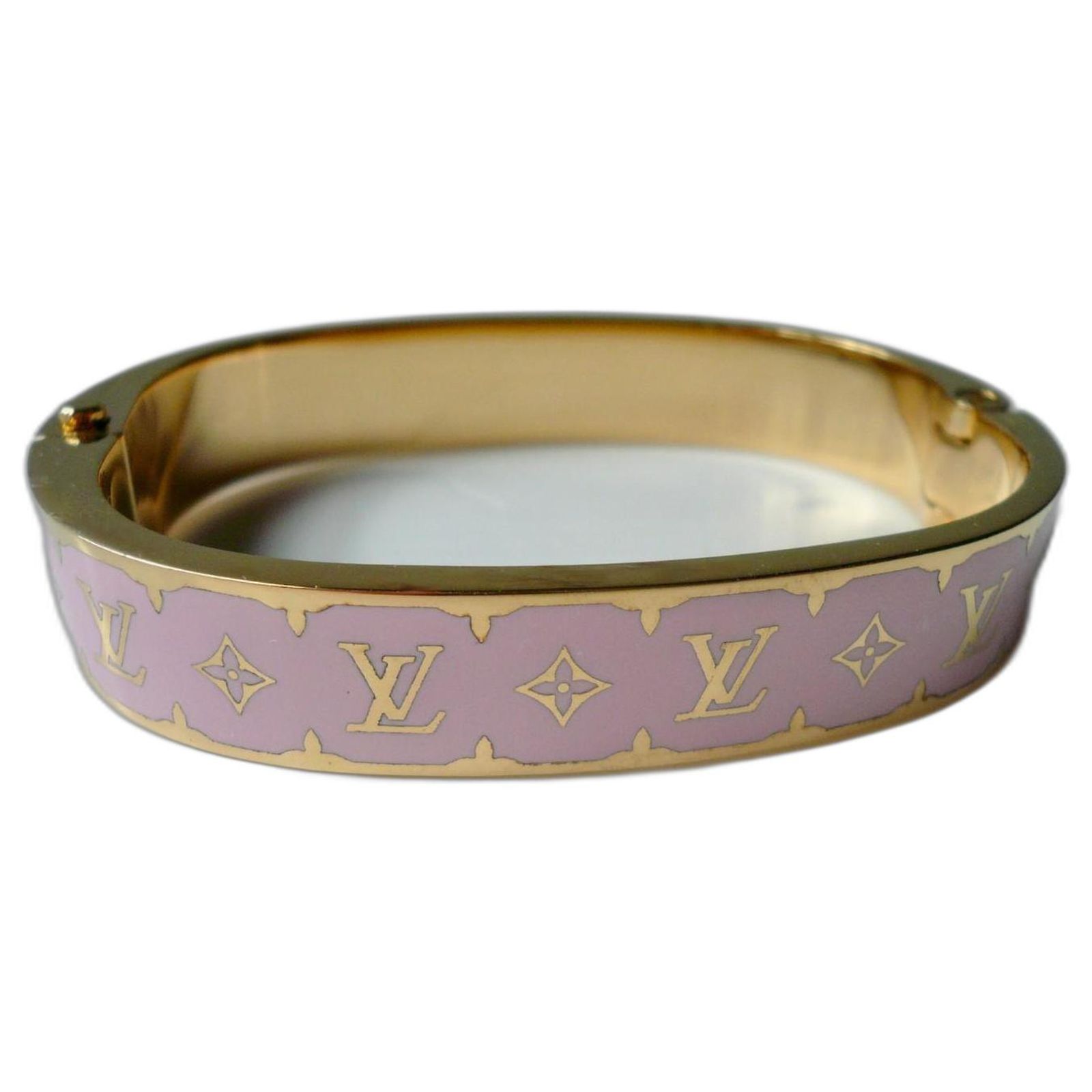 LOUIS VUITTON Nanogram Enamel Bracelet TBE Pink Metal ref  display picture 2