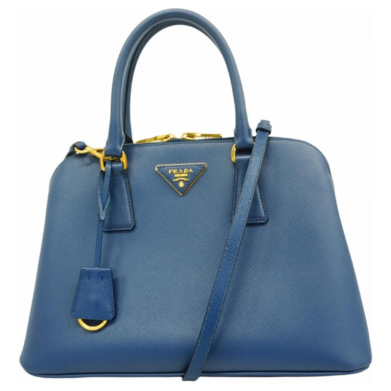 Sac à main en cuir Saffiano Prada Bleu Joli Closet