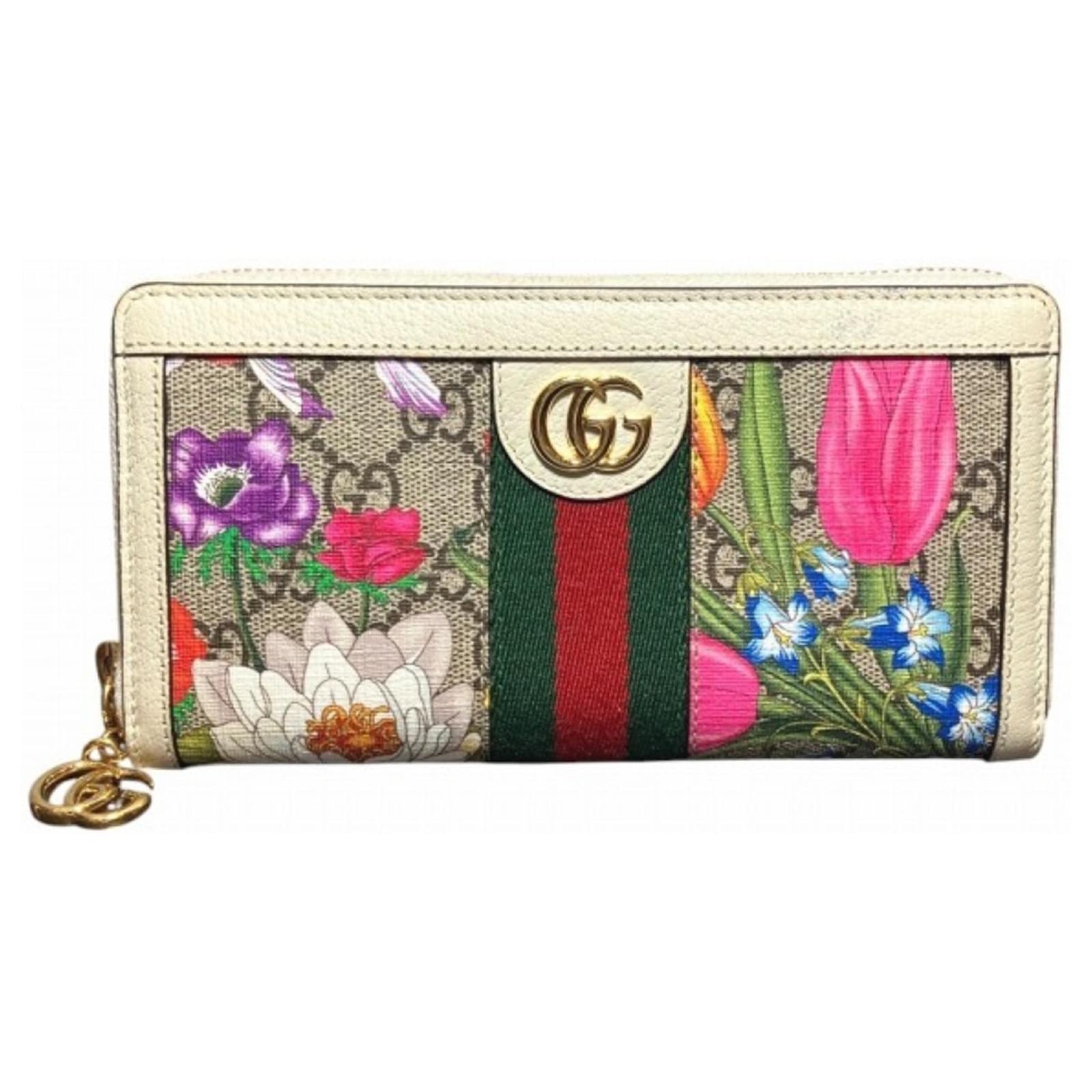 Cartera Larga Gucci GG Flora Ophidia Multicolor Cuero Lienzo ref