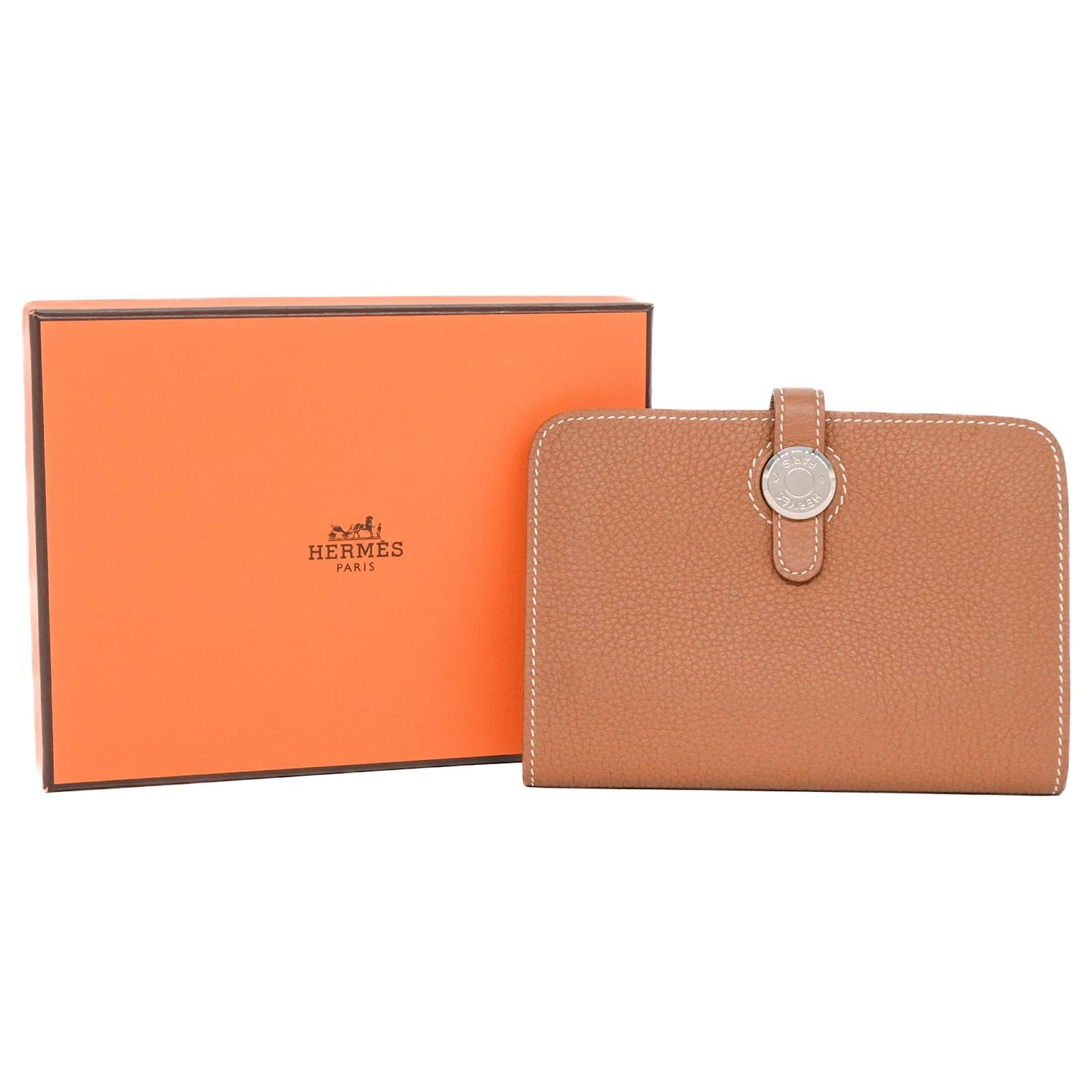Hermès Hermes Dogon Compact Mini Wallet Brown Leather ref