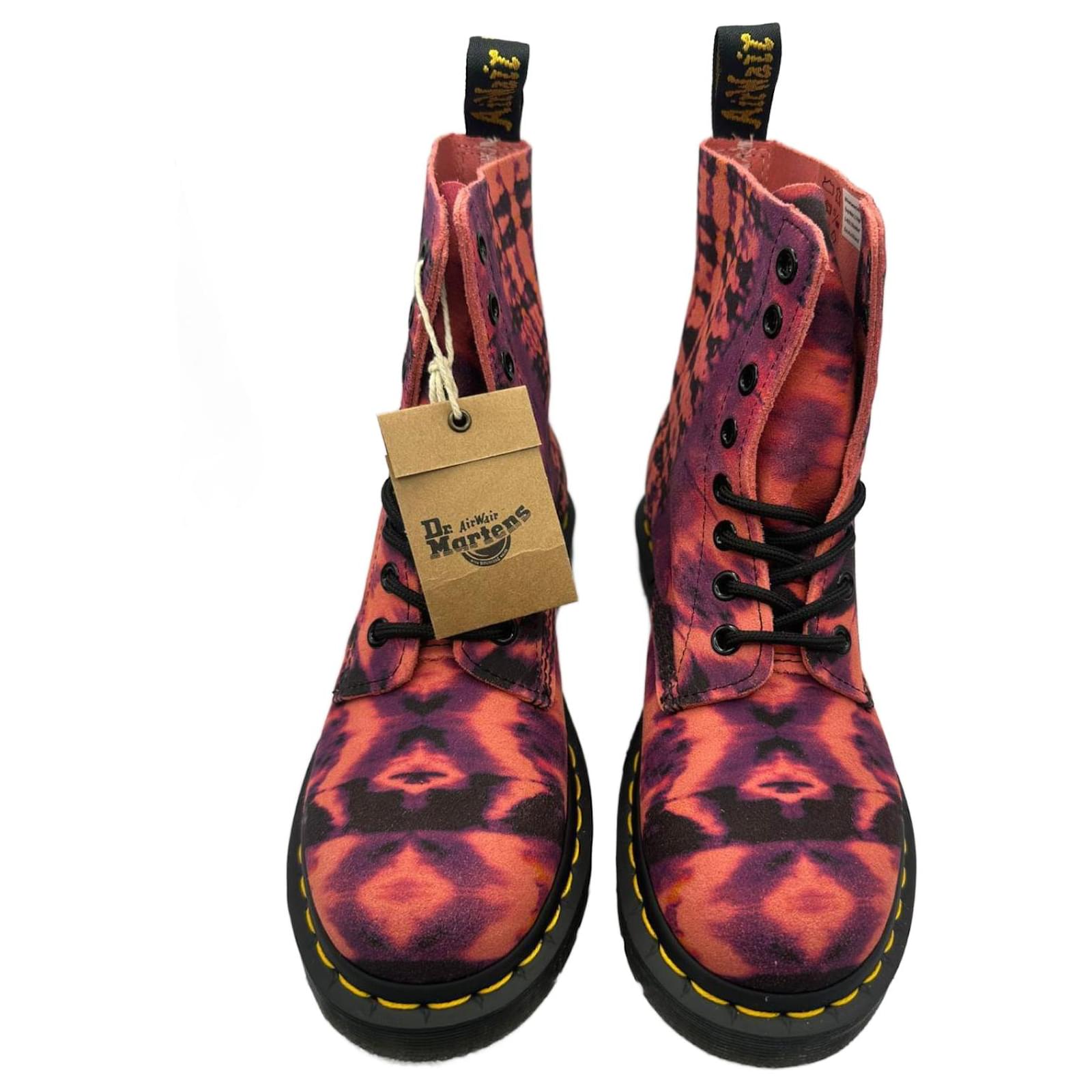Martens 1460 Pascal Purple Tie-Dye Boots Size 37 New Orange