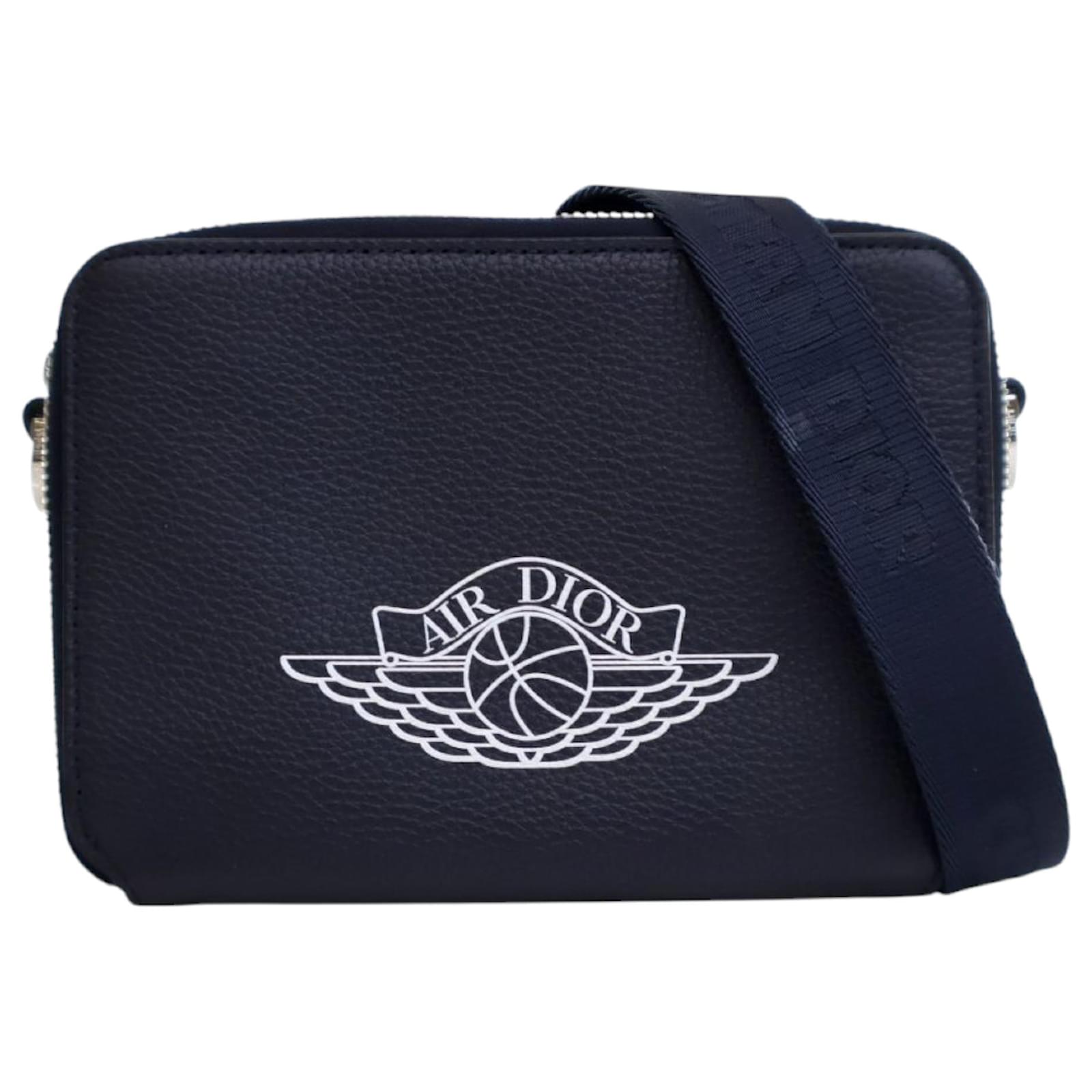 Dior Blue Air Jordan Grained Calfskin Crossbody Dark blue Leather