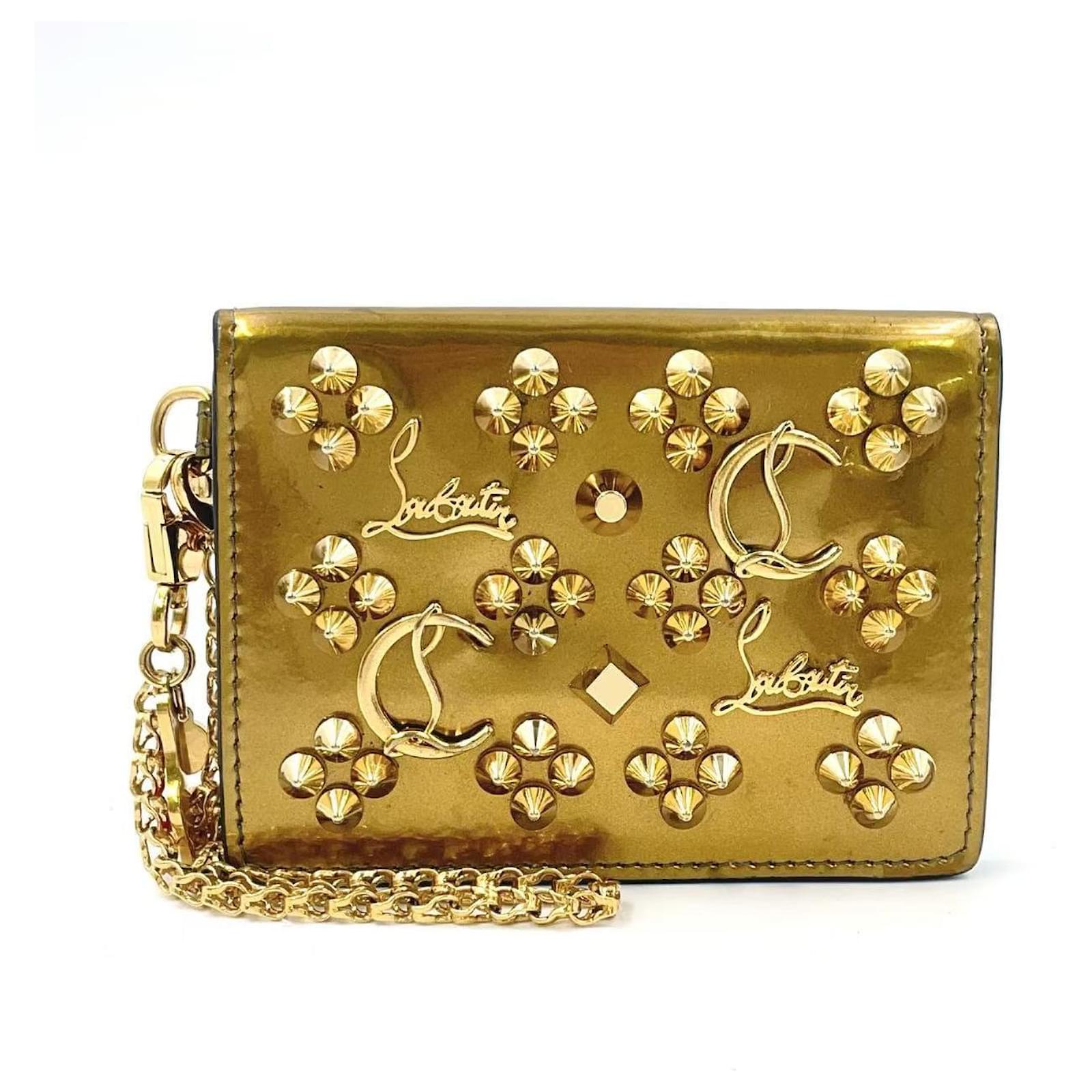 Porte-cartes Rockstud Christian Louboutin Or Email Doré Métallisé