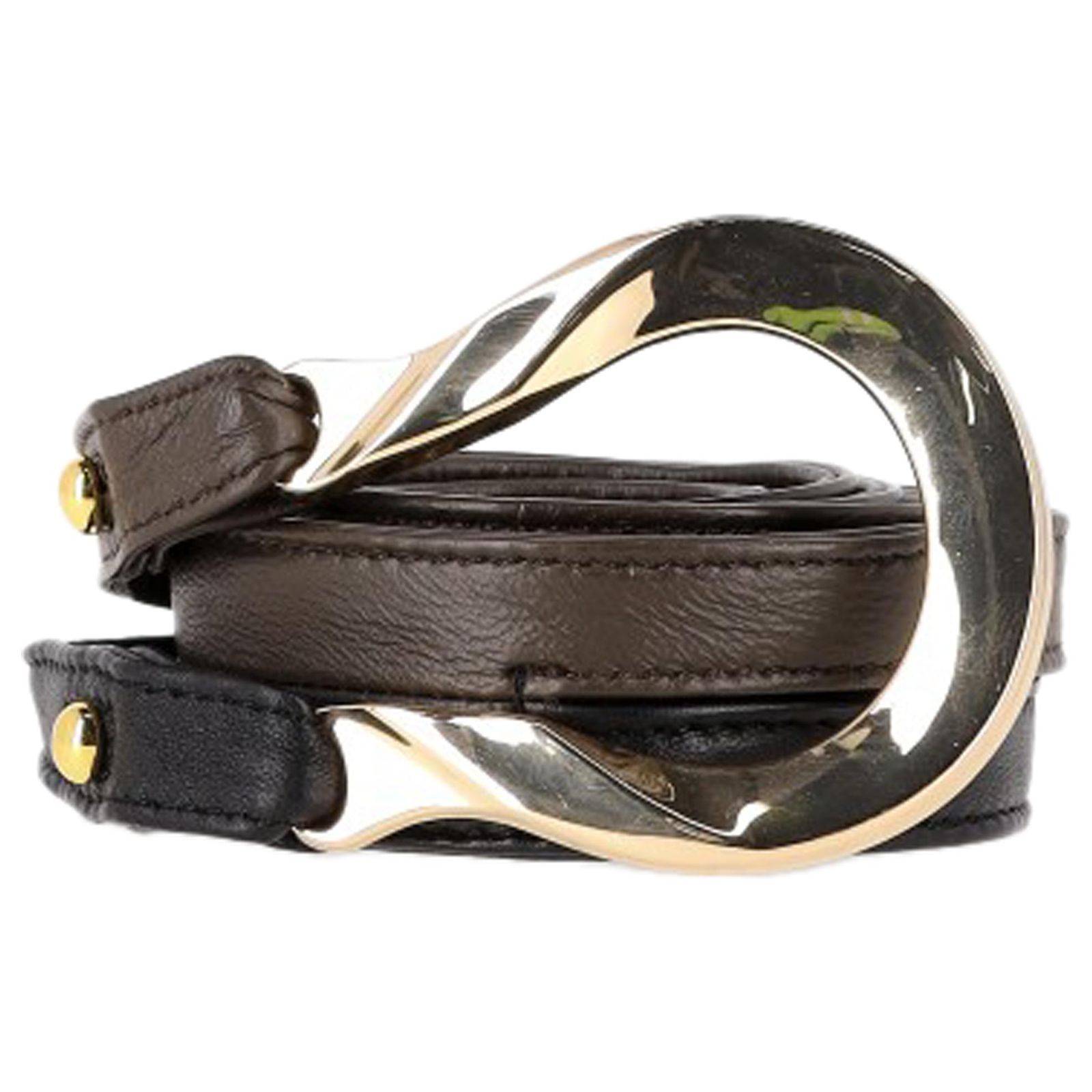 Diane Von Furstenberg Double Belt in Brown and Black Leather  display picture 1