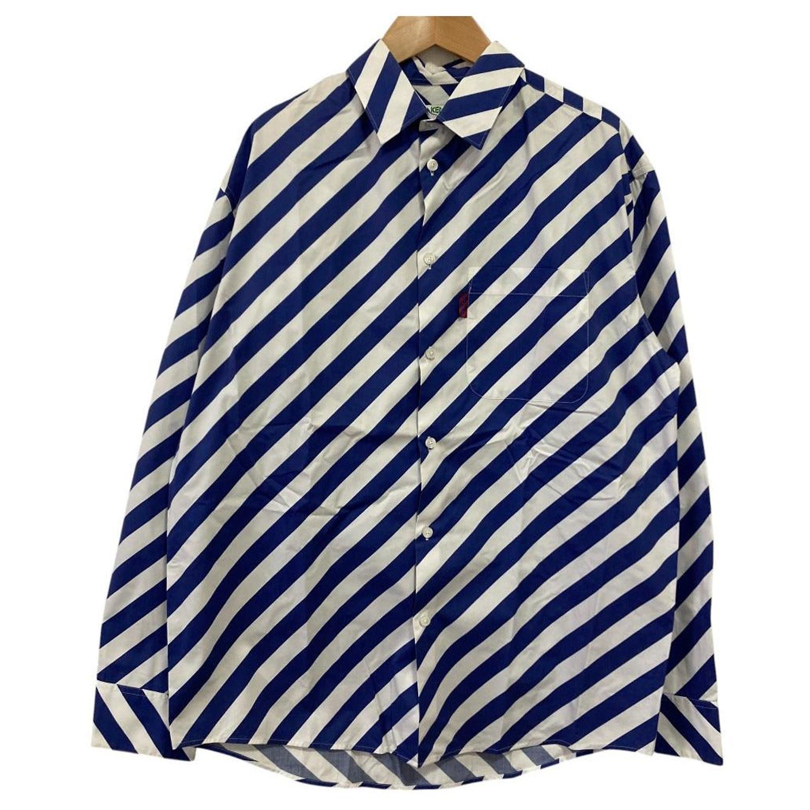 Kenzo Stripe Long Sleeve Shirt White Blue Cotton ref.JC2570385 