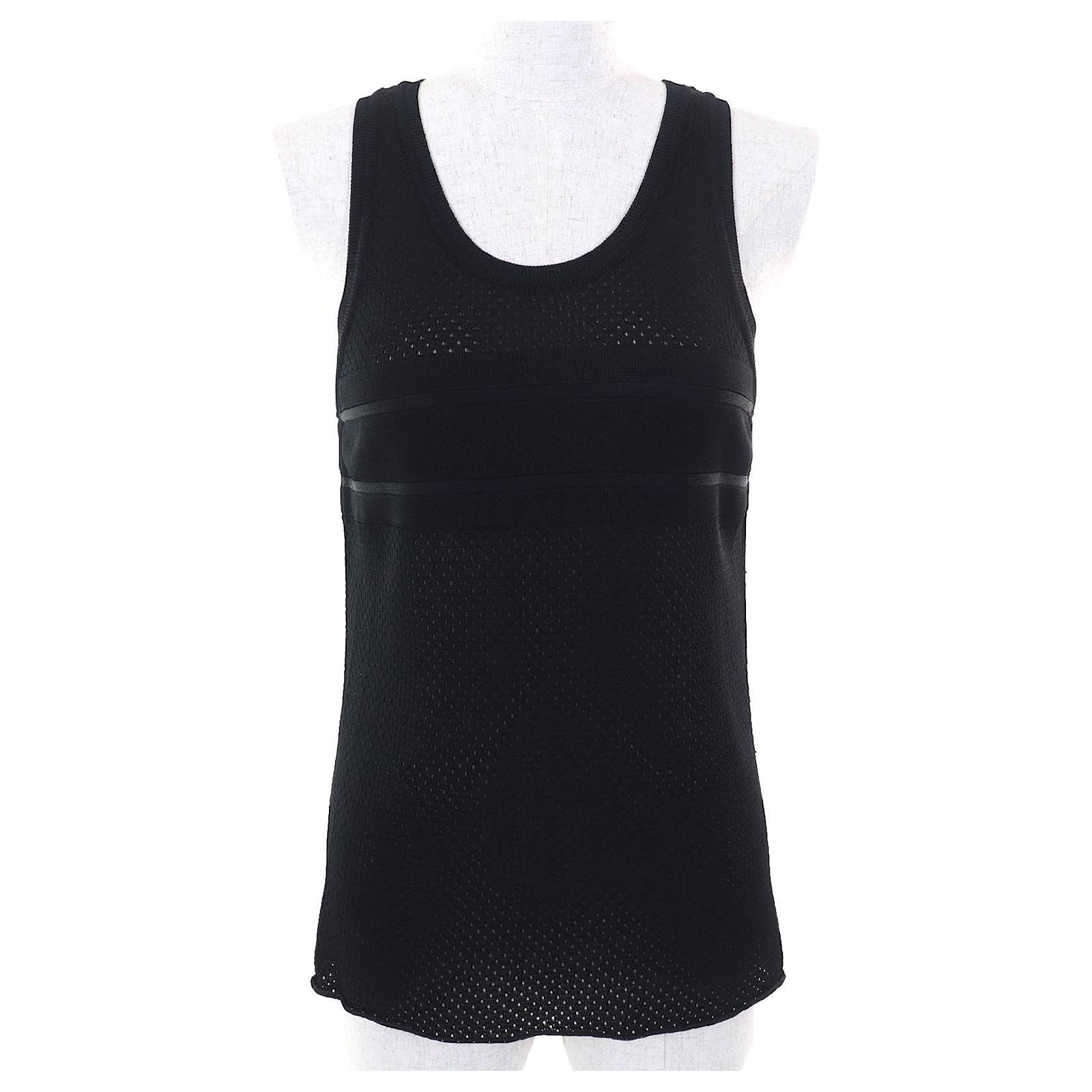 Christian Dior Back logo mesh Tank Top Black Joli Closet