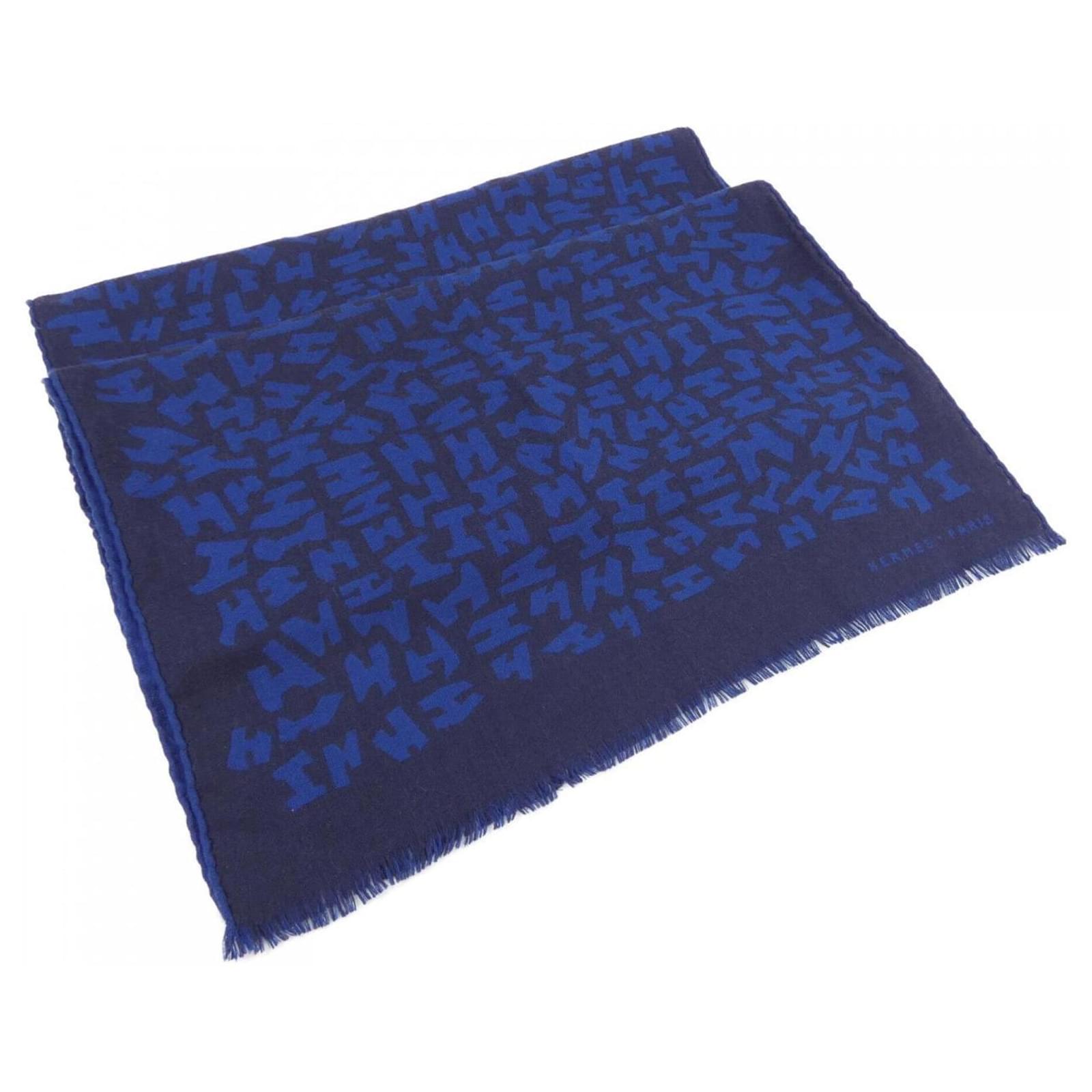 エルメス HERMES Cashmere Silk Stole カシミヤ シルク Hermès Hermes Navy Silk-Cashmere Stole Navy blue ref.JC2571273
