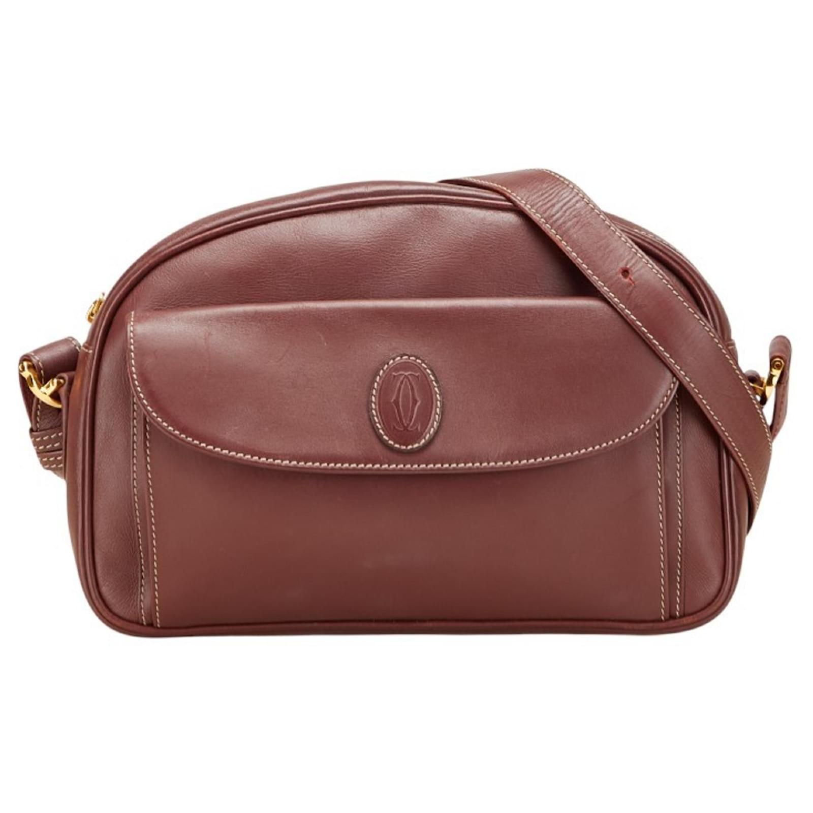 Cartier Must Line Shoulder Bag in Bordeaux Leather Dark red