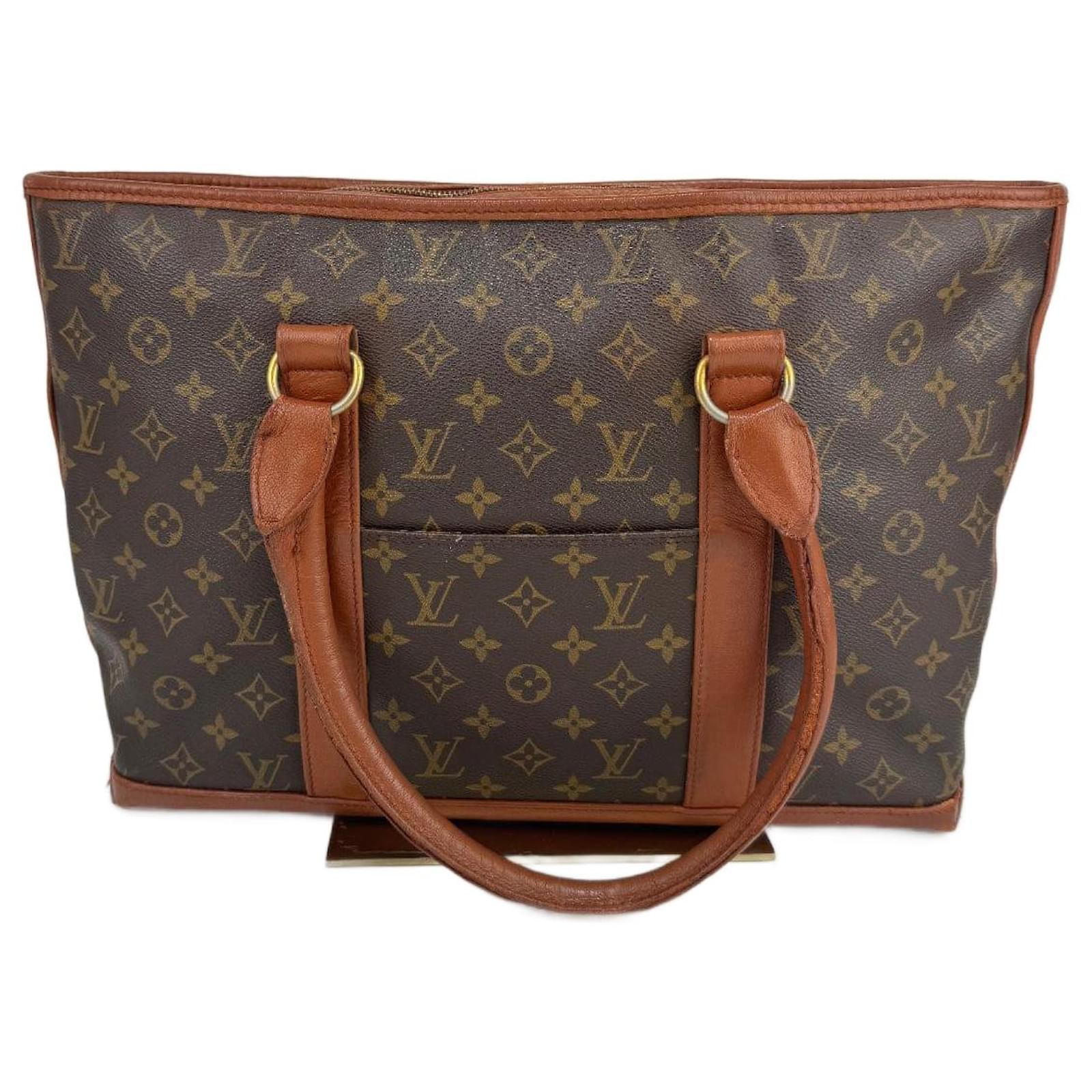 Borsa Tote Sac Weekend PM in pelle Monogram Louis Vuitton marrone