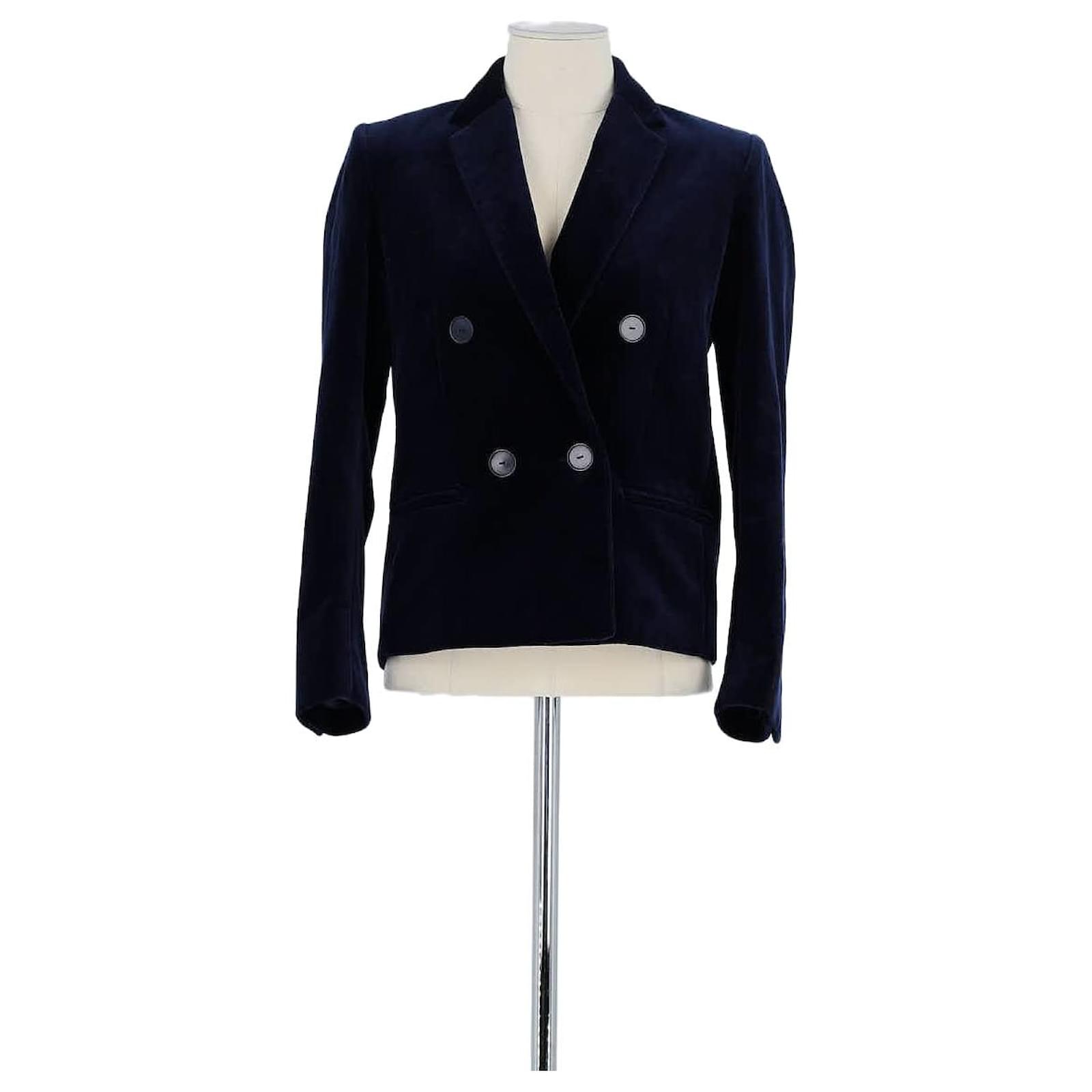 Sandro Blazer en coton marine Bleu Marine Joli Closet