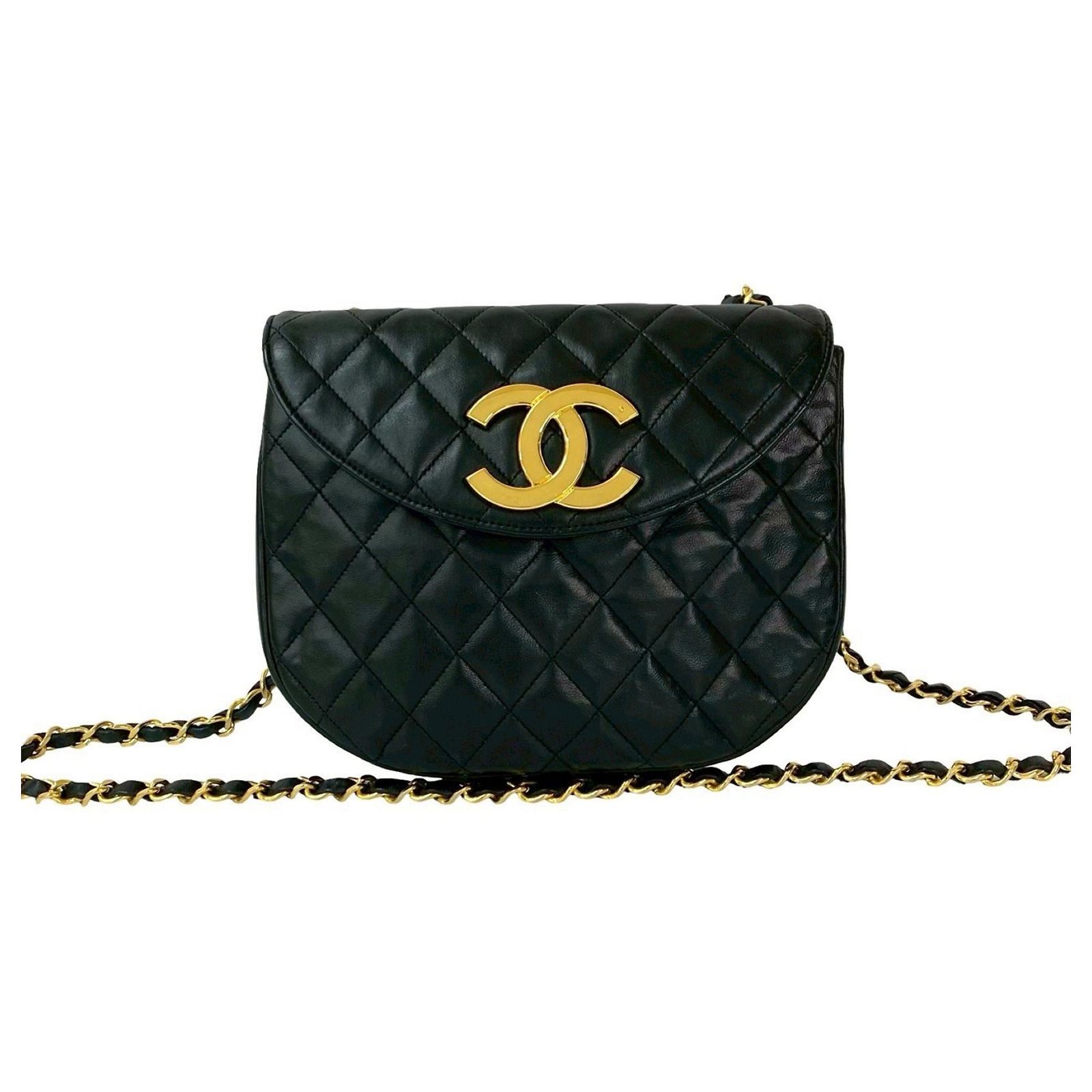 CHANEL Matelasse Deca Coco Mini Shoulder Bag Black Leather ref 