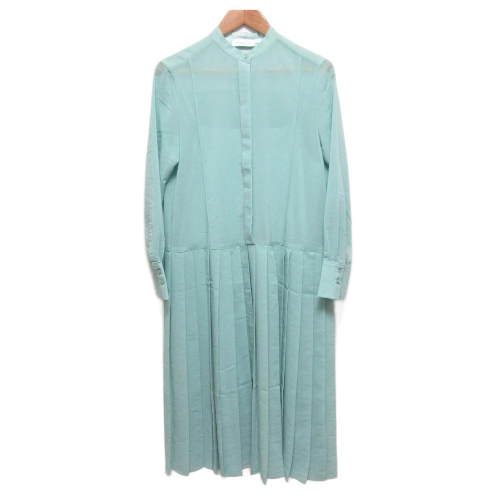 Autre Marque TOMORROWLAND Clear Cotton Voile Pleated Shirt Dress Green  ref.2574632 - Joli Closet