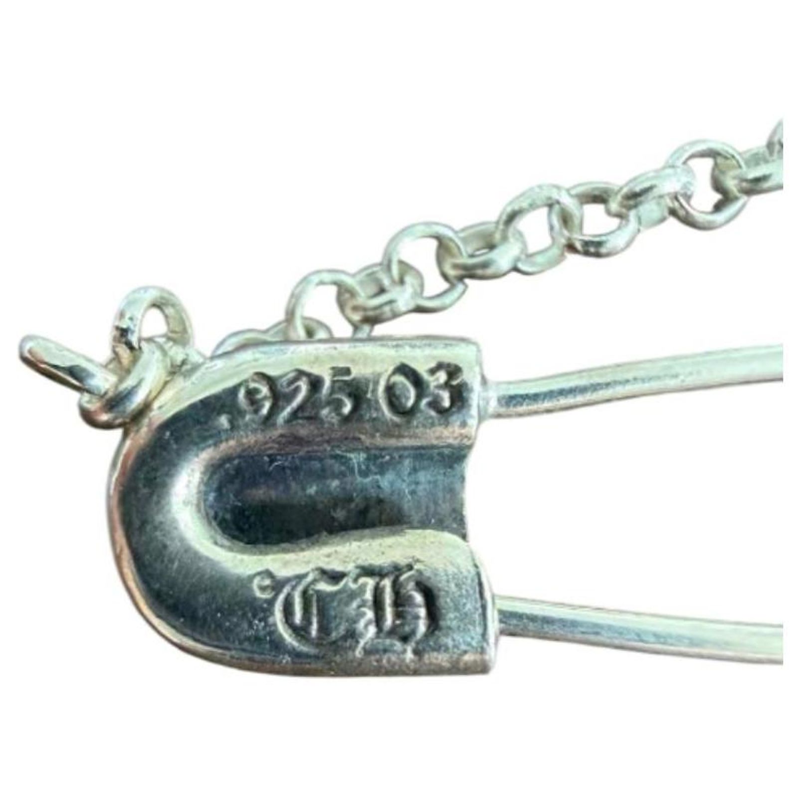 Chrome hearts safety pin 20inch chain Silver hardware Silver ref