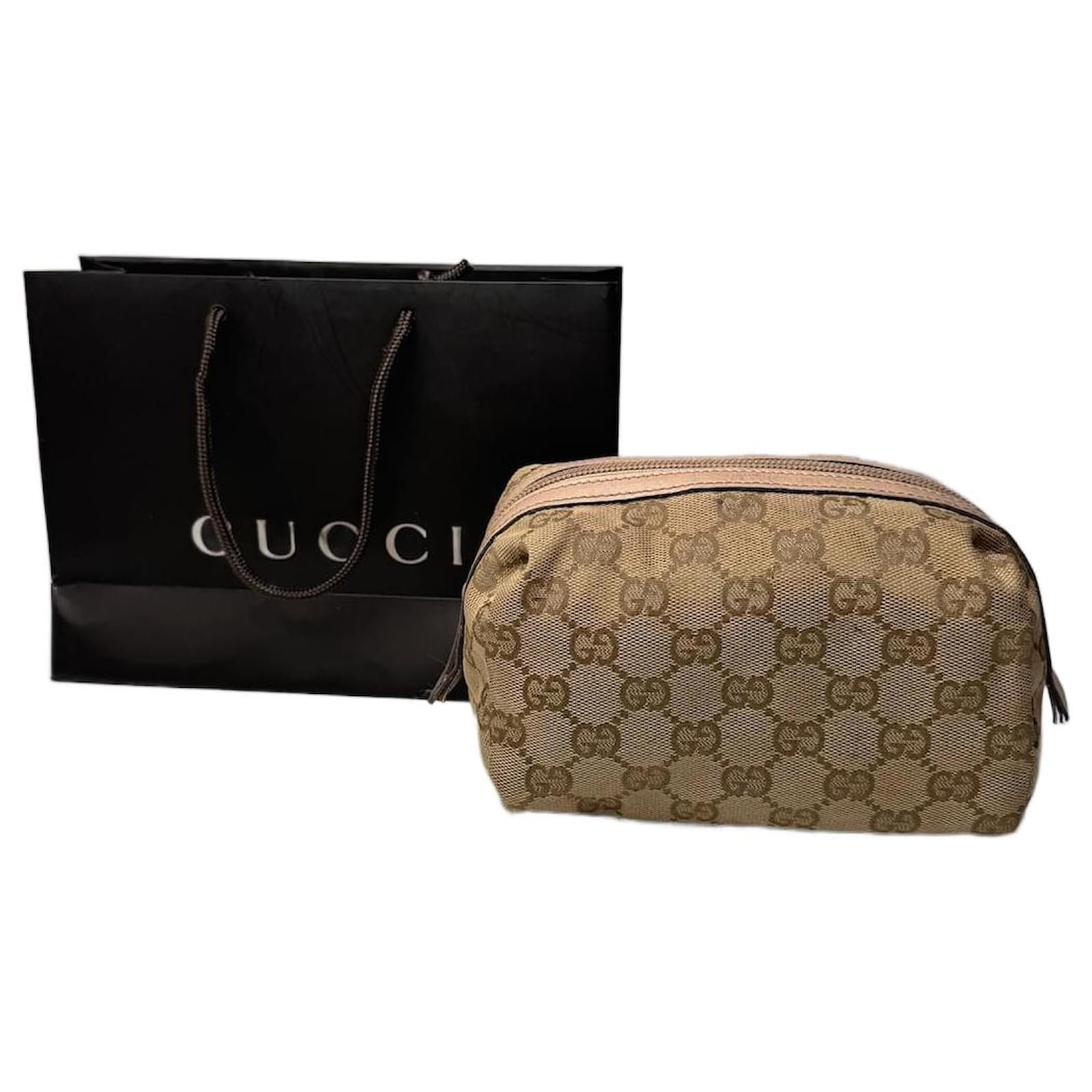 Vintage Gucci Monogram Mini Bag/Pouch Beige Pink Golden Leather