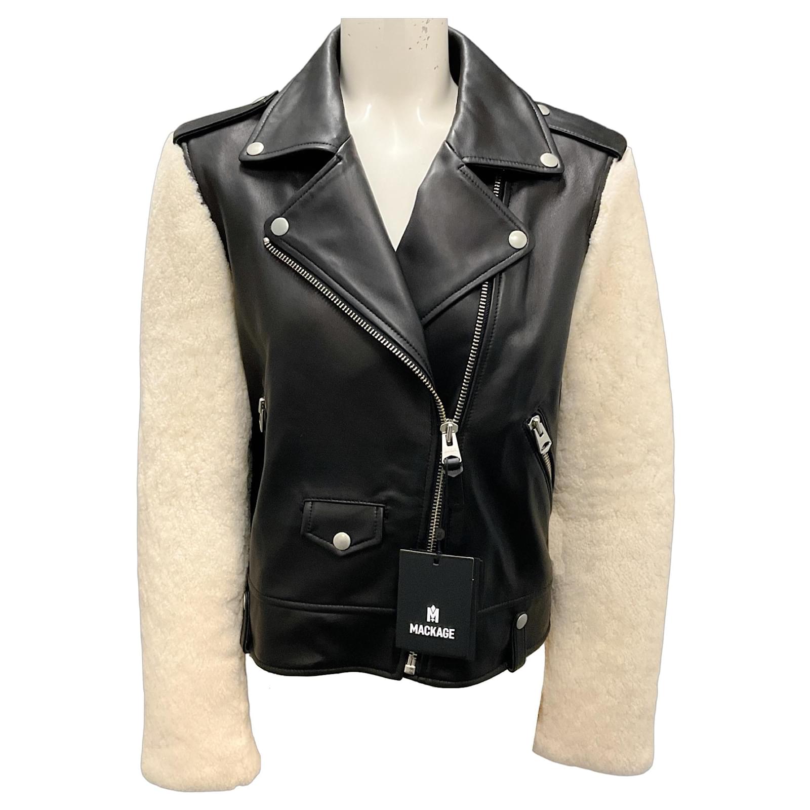 Schwarze Bikerjacke aus Lammleder und Schafsleder Baya von Mackage